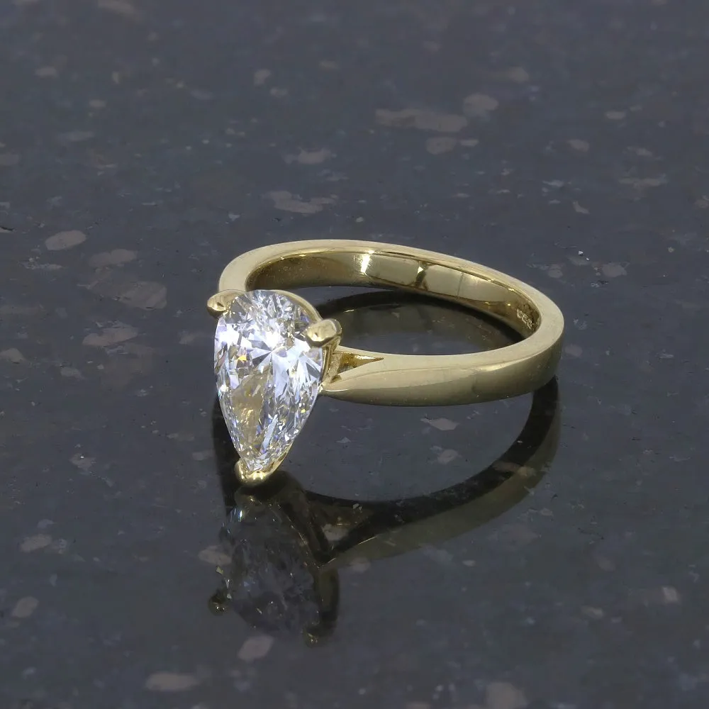 18ct Yellow Gold 1.76cts Lab Grown Pear Shape Diamond Ring