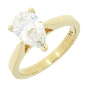 18ct Yellow Gold 1.76cts Lab Grown Pear Shape Diamond Ring