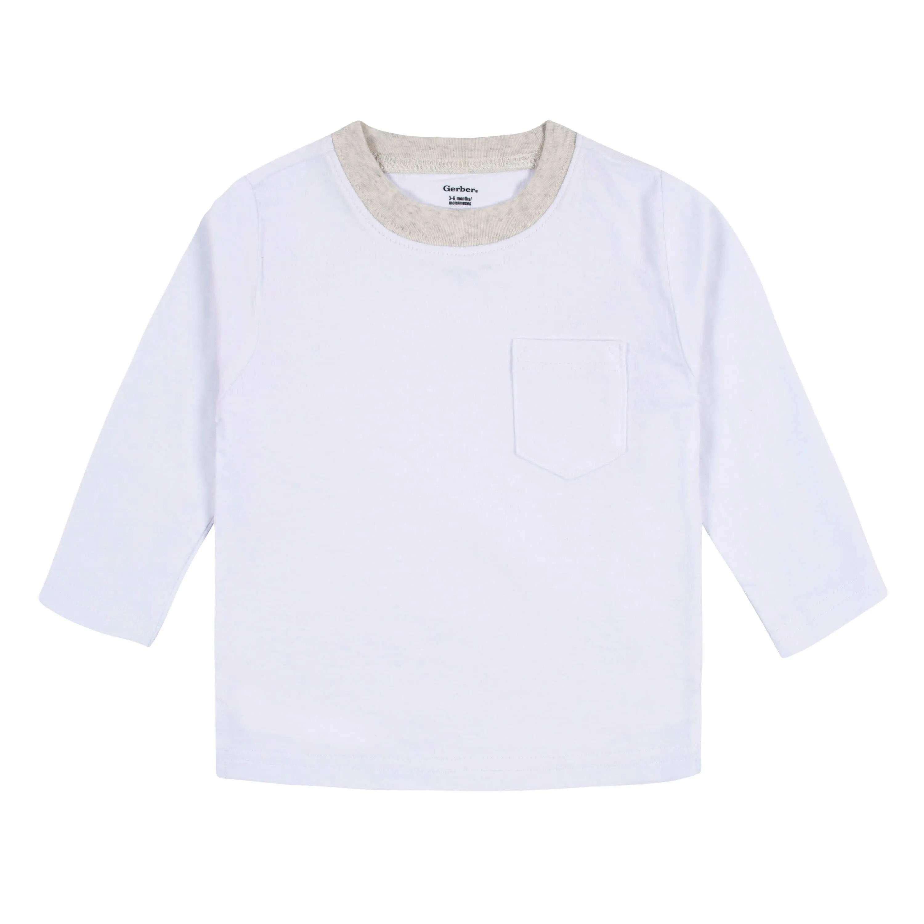 3-Pack Baby Boys Royal Blues Long Sleeve Pocket Tees, 0-3M Gerber Childrenswea