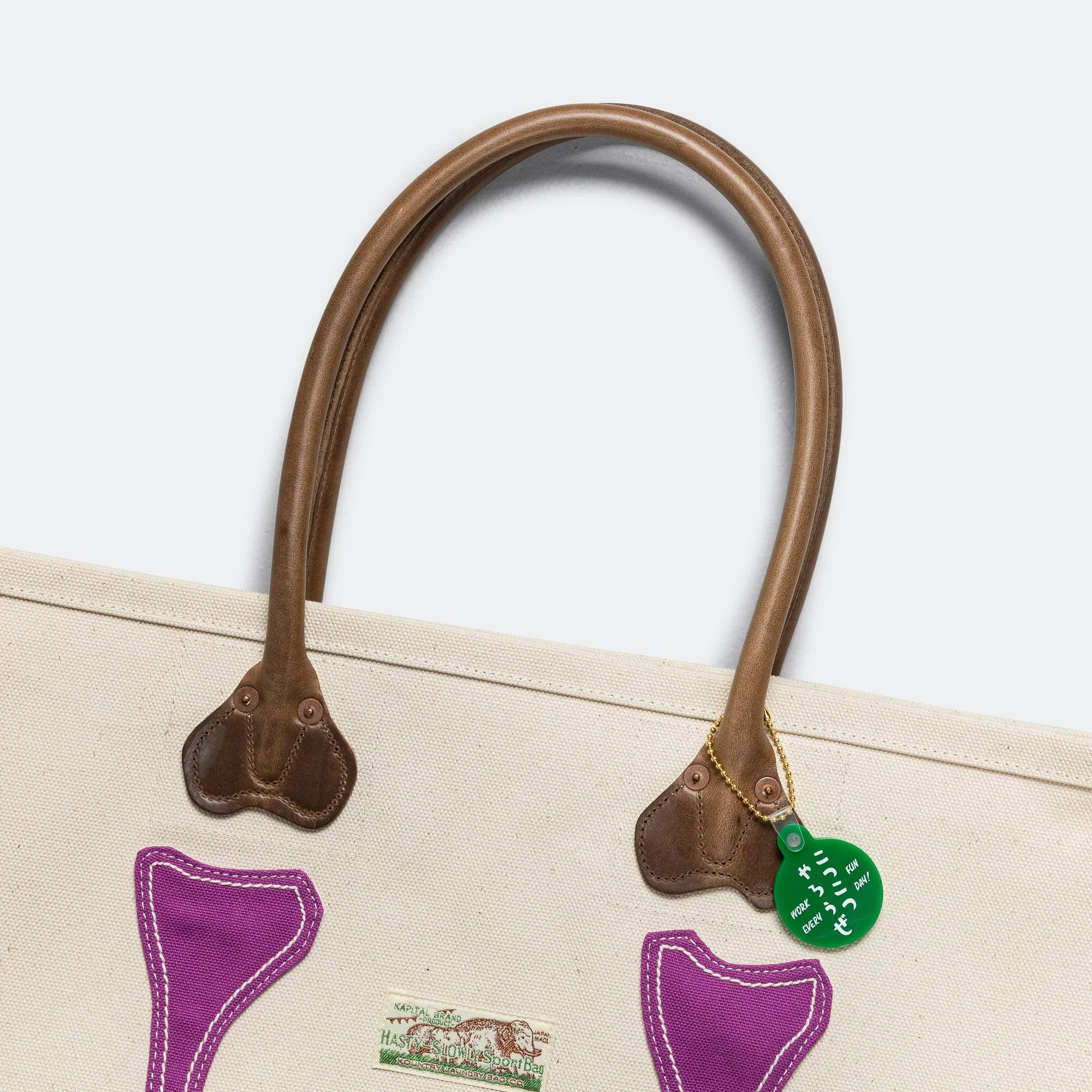 #4 Canvas KO.TSU.KO.TSU. Tote Bag - Ecru/Purple