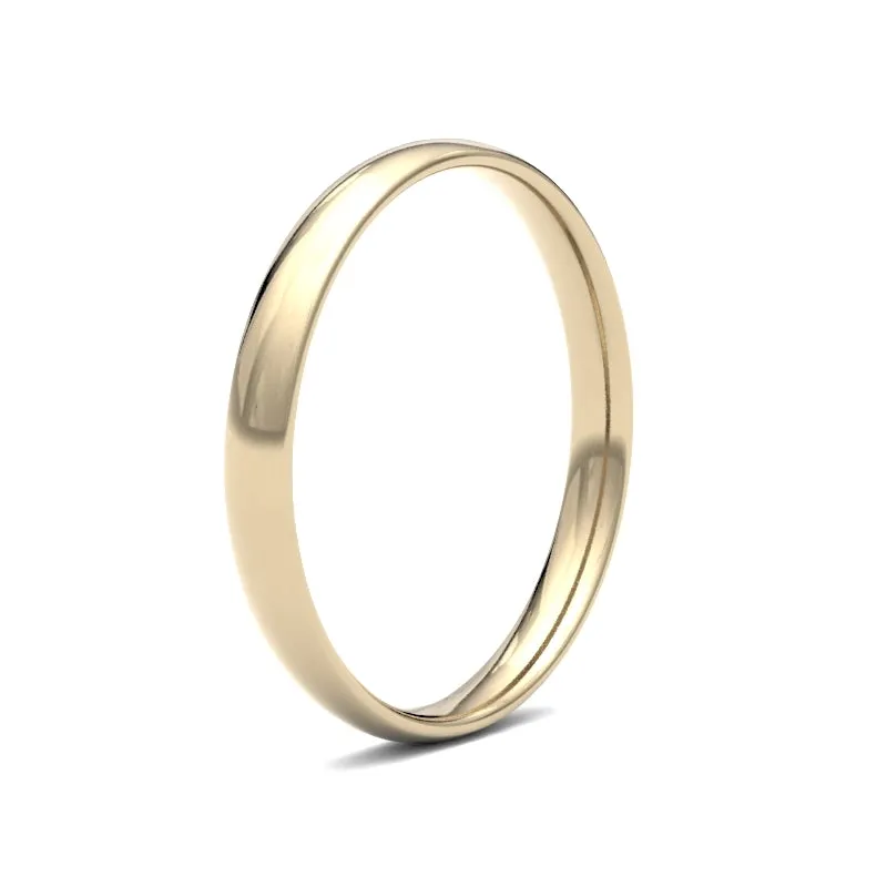 9ct Yellow Gold Traditional Court 2.5mm Light Weight Polished Ladies Wedding Ring
