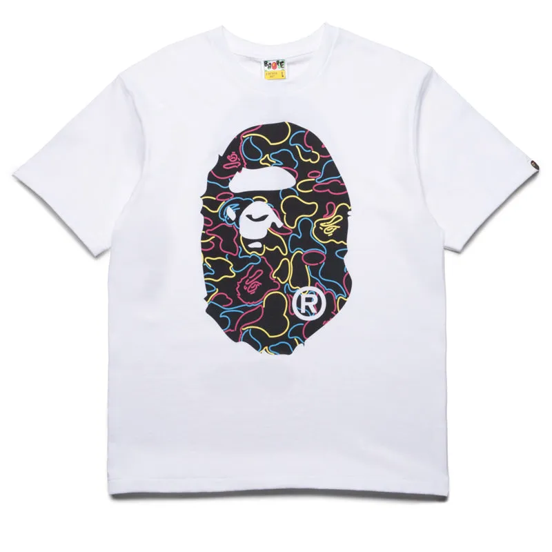 A Bathing Ape Neon Camo Big Ape Head Tee - White