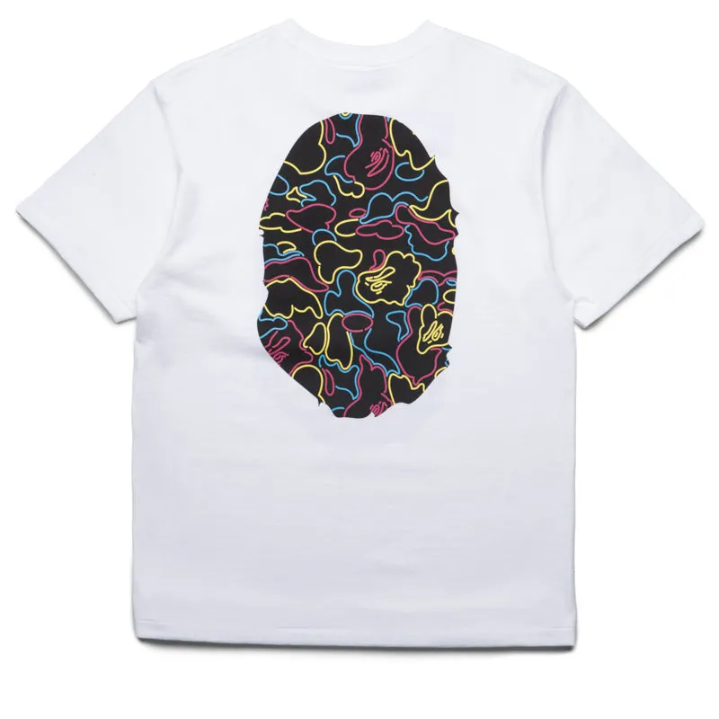 A Bathing Ape Neon Camo Big Ape Head Tee - White