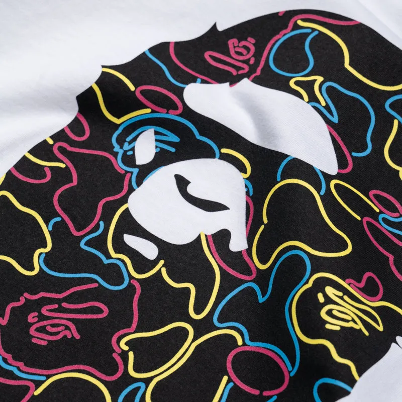 A Bathing Ape Neon Camo Big Ape Head Tee - White