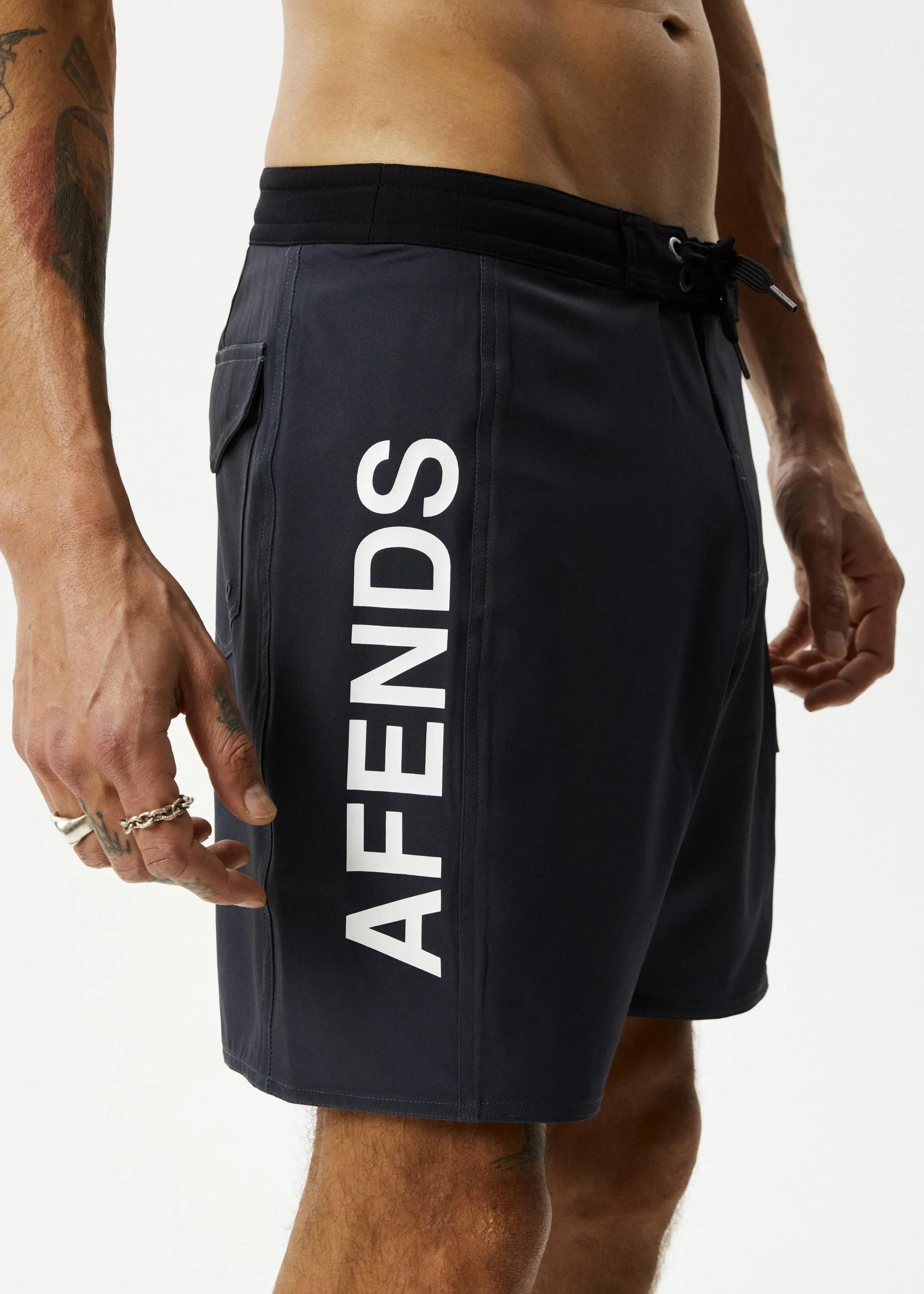 AFENDS Mens Graveyard - Surf Related Boardshorts 18" - Charcoal