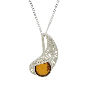 Amber Sterling Silver Pendant & Chain