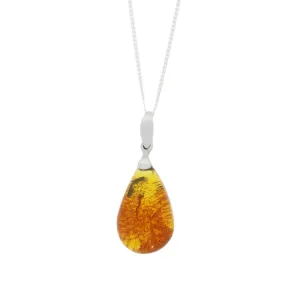 Amber With Insect Sterling Silver Pendant and Chain