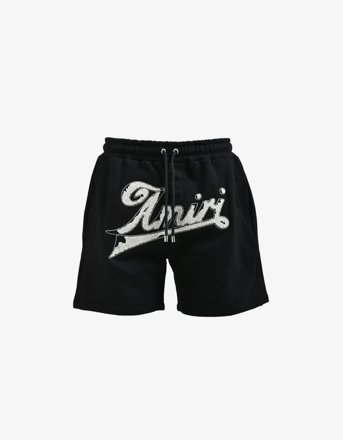 Amiri Black Distressed Logo Shorts