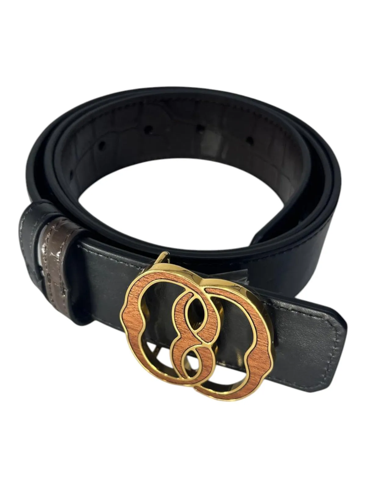 Bally 6305270 Croc Embossed Adjustable Reversible Brown Leather Belt