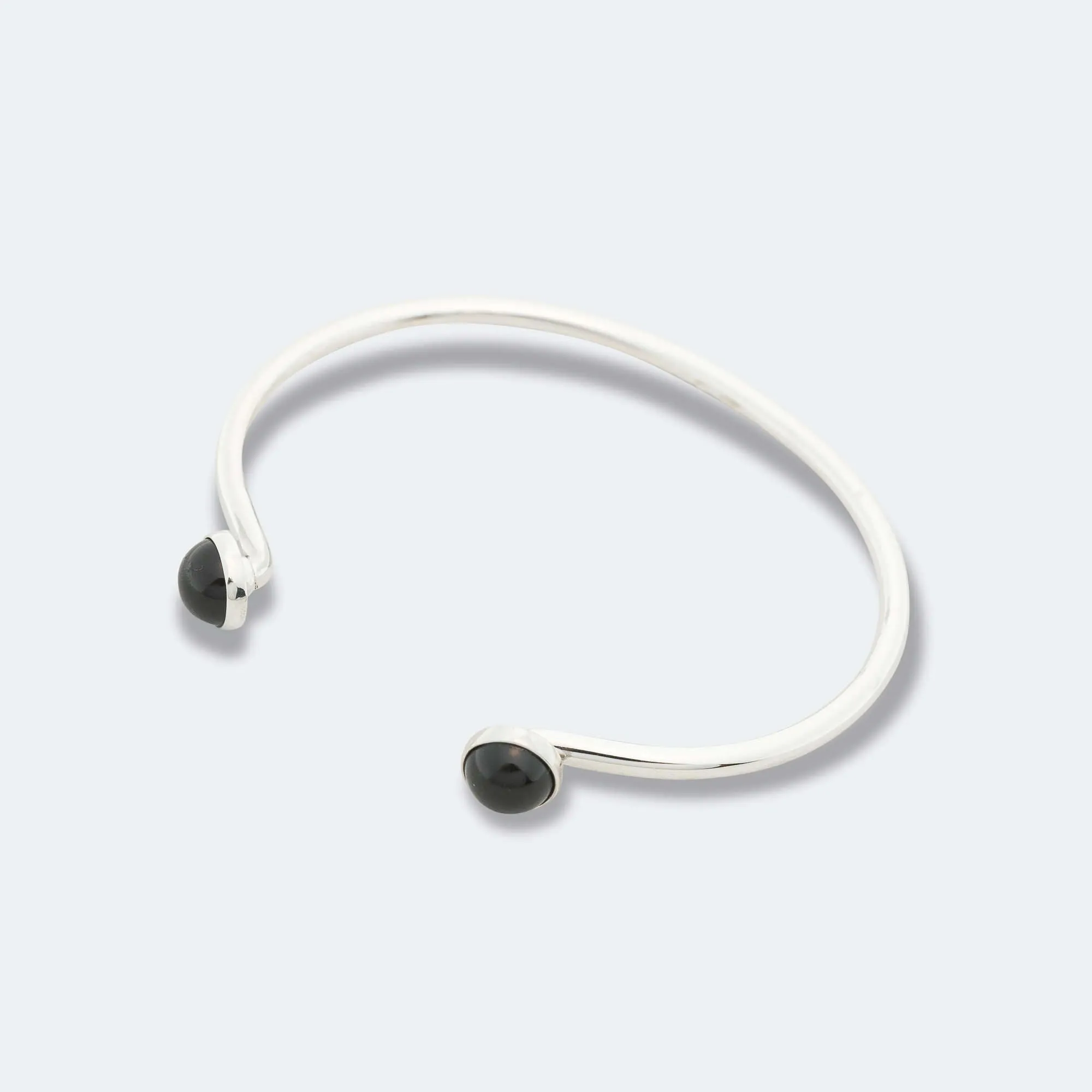Bangle Bracelet - 925 Silver/Onyx