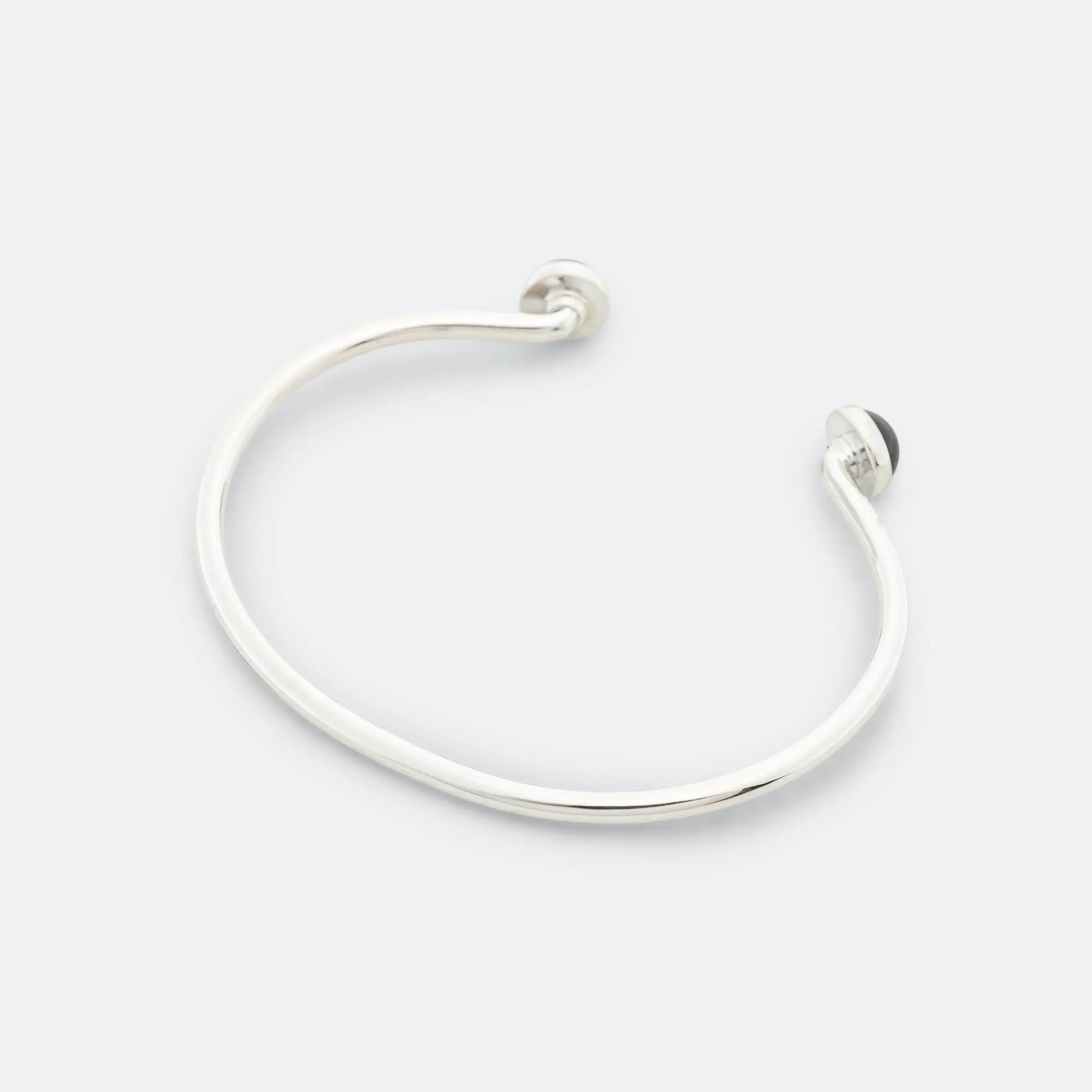 Bangle Bracelet - 925 Silver/Onyx
