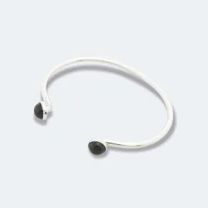 Bangle Bracelet - 925 Silver/Onyx