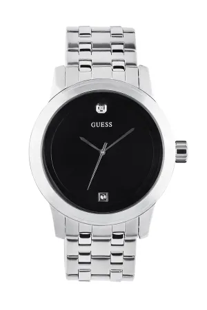 Black and Silver-Tone Diamond Dress Watch