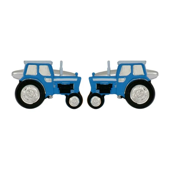 Blue Tractor Rhodium Plate Mens Cufflinks 901296