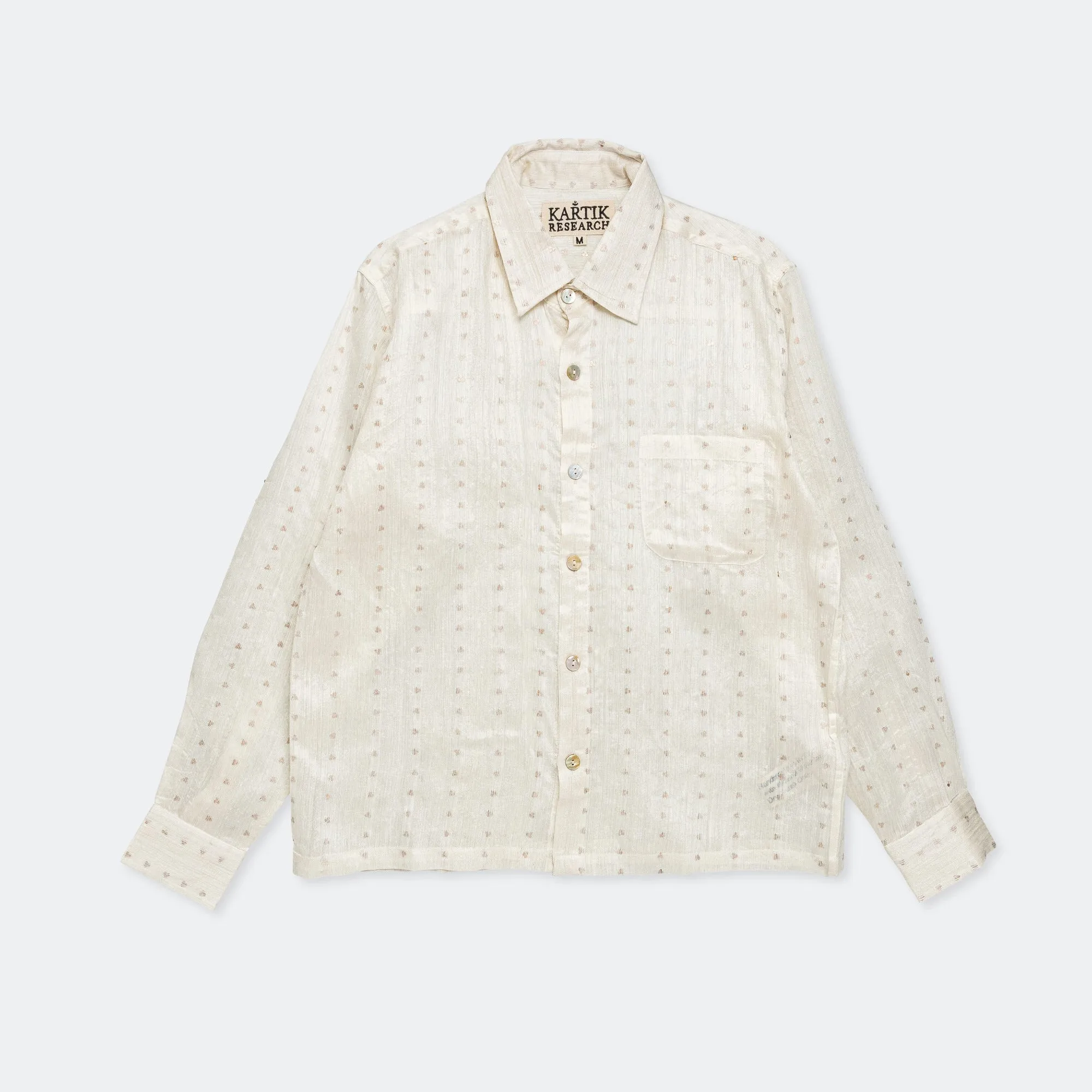 Box Shirt LS - Sequin Weave White/Gold
