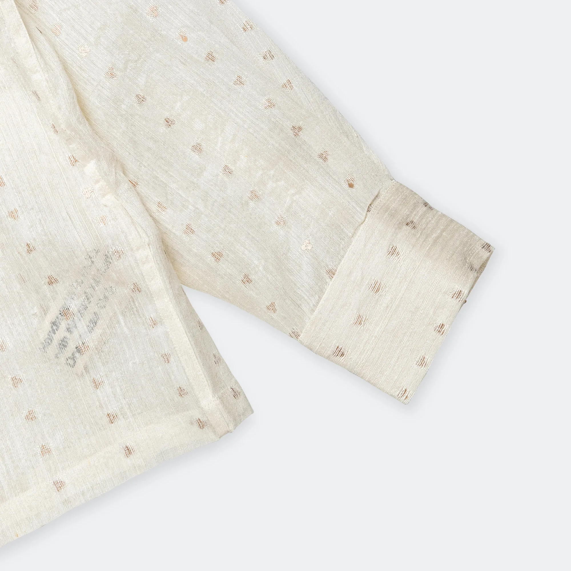 Box Shirt LS - Sequin Weave White/Gold