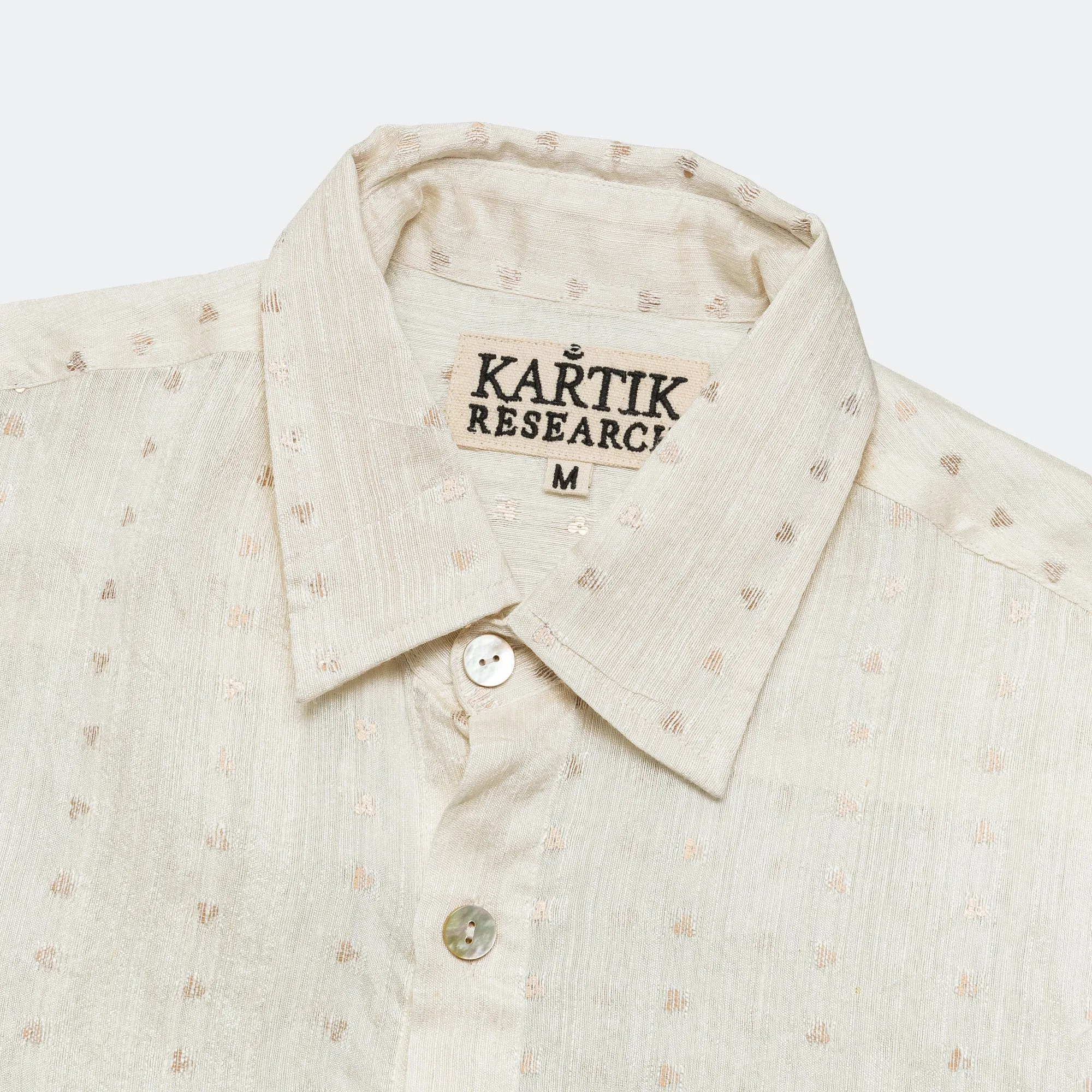 Box Shirt LS - Sequin Weave White/Gold