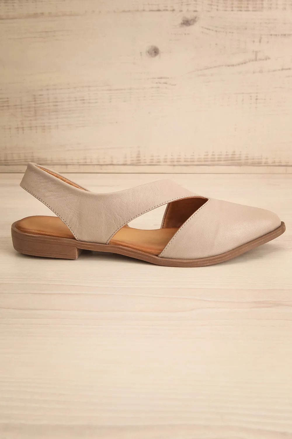 Bruca Grey | Pointed Toe Asymmetrical Flats