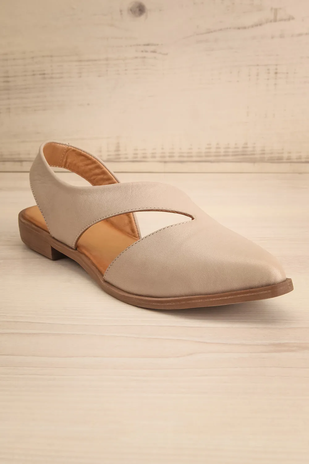 Bruca Grey | Pointed Toe Asymmetrical Flats