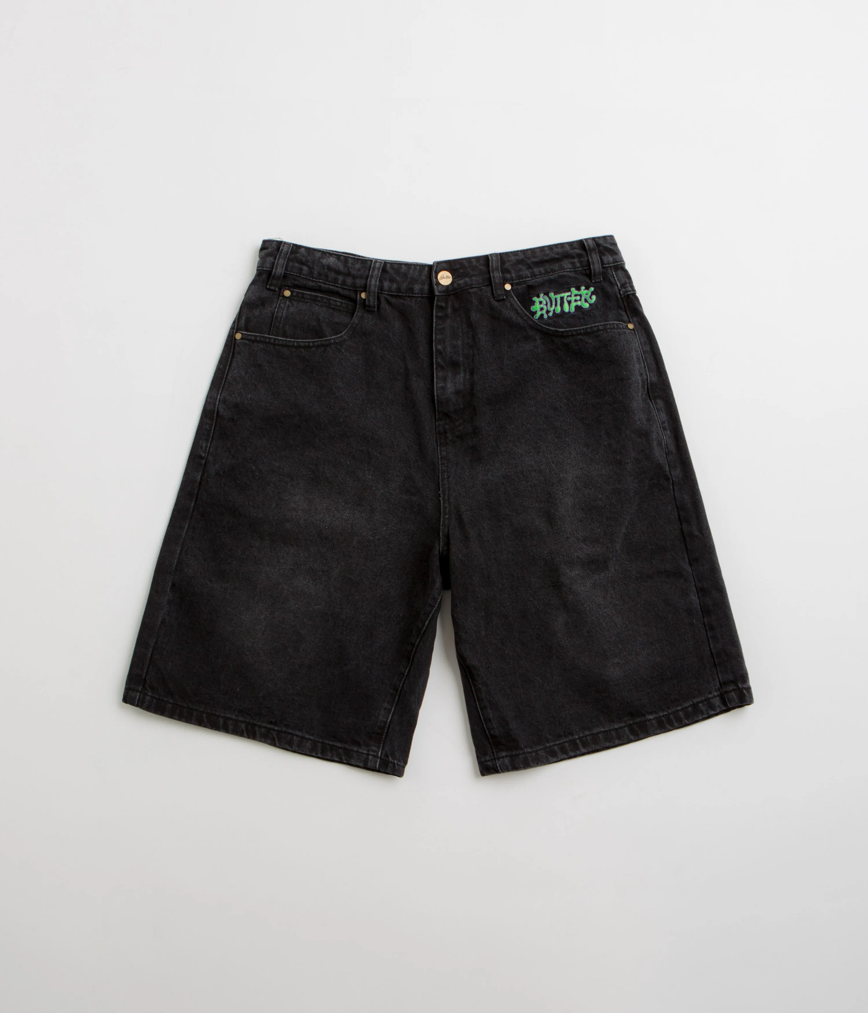 Butter Goods Ink Denim Shorts - Worn Black