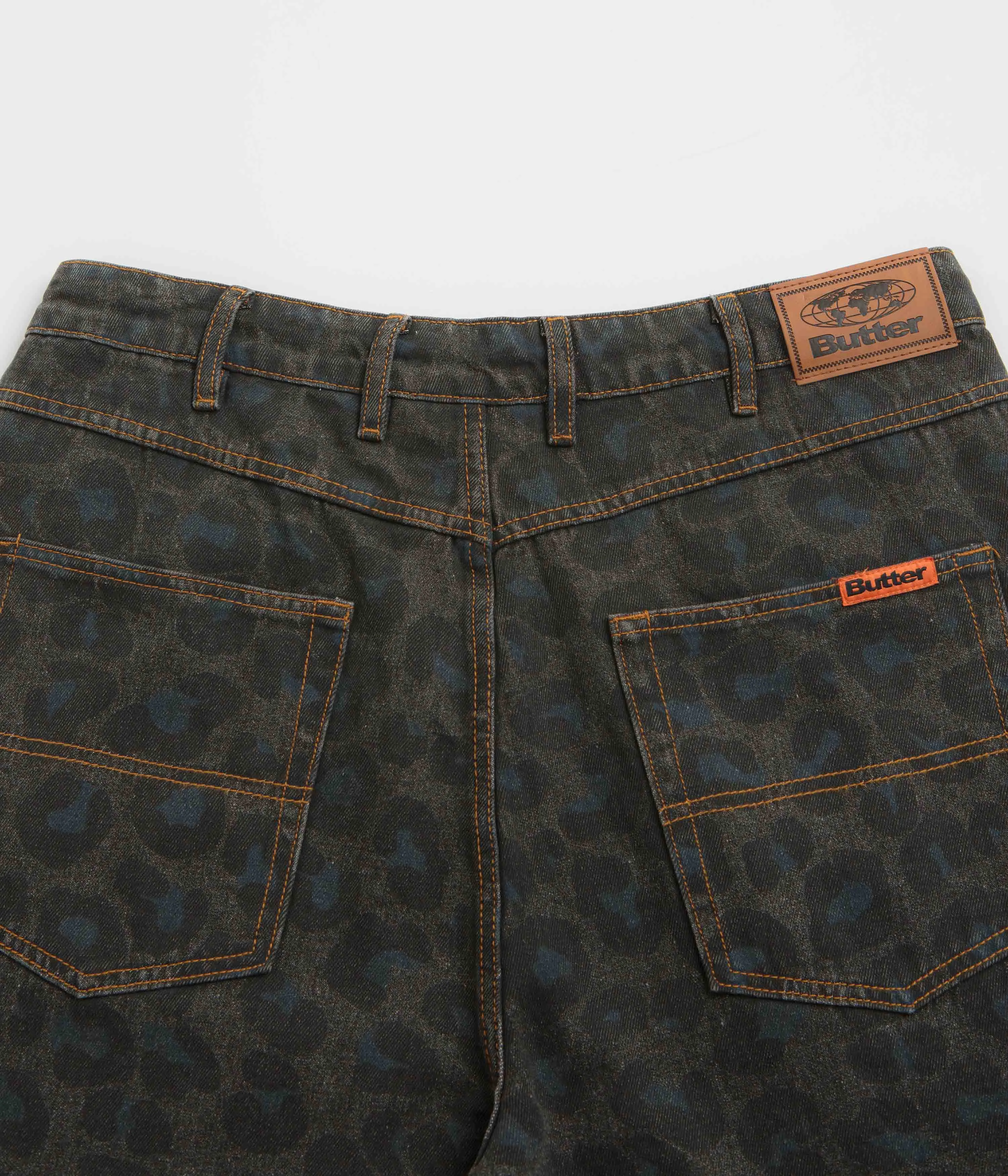 Butter Goods Leopard Denim Shorts - Black