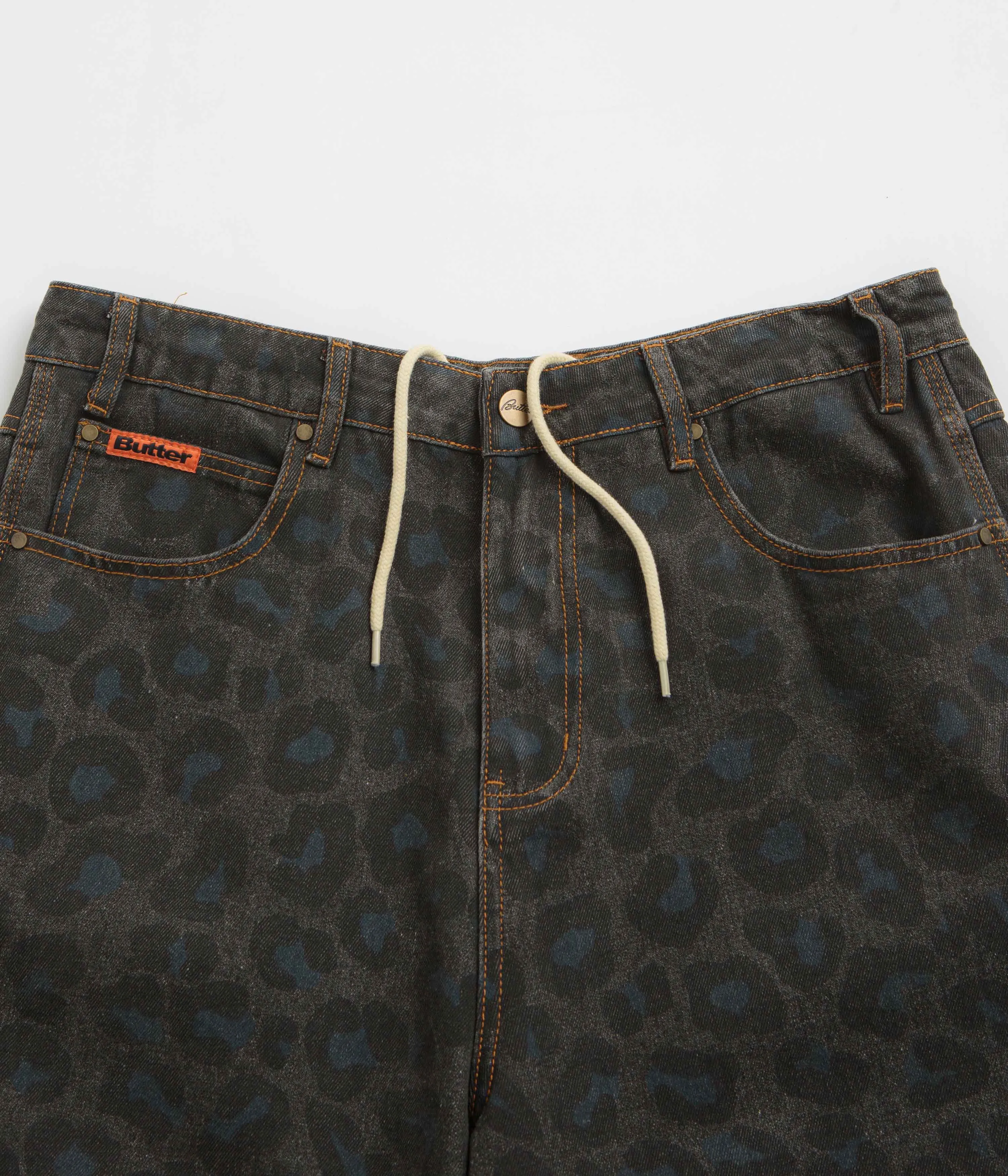 Butter Goods Leopard Denim Shorts - Black