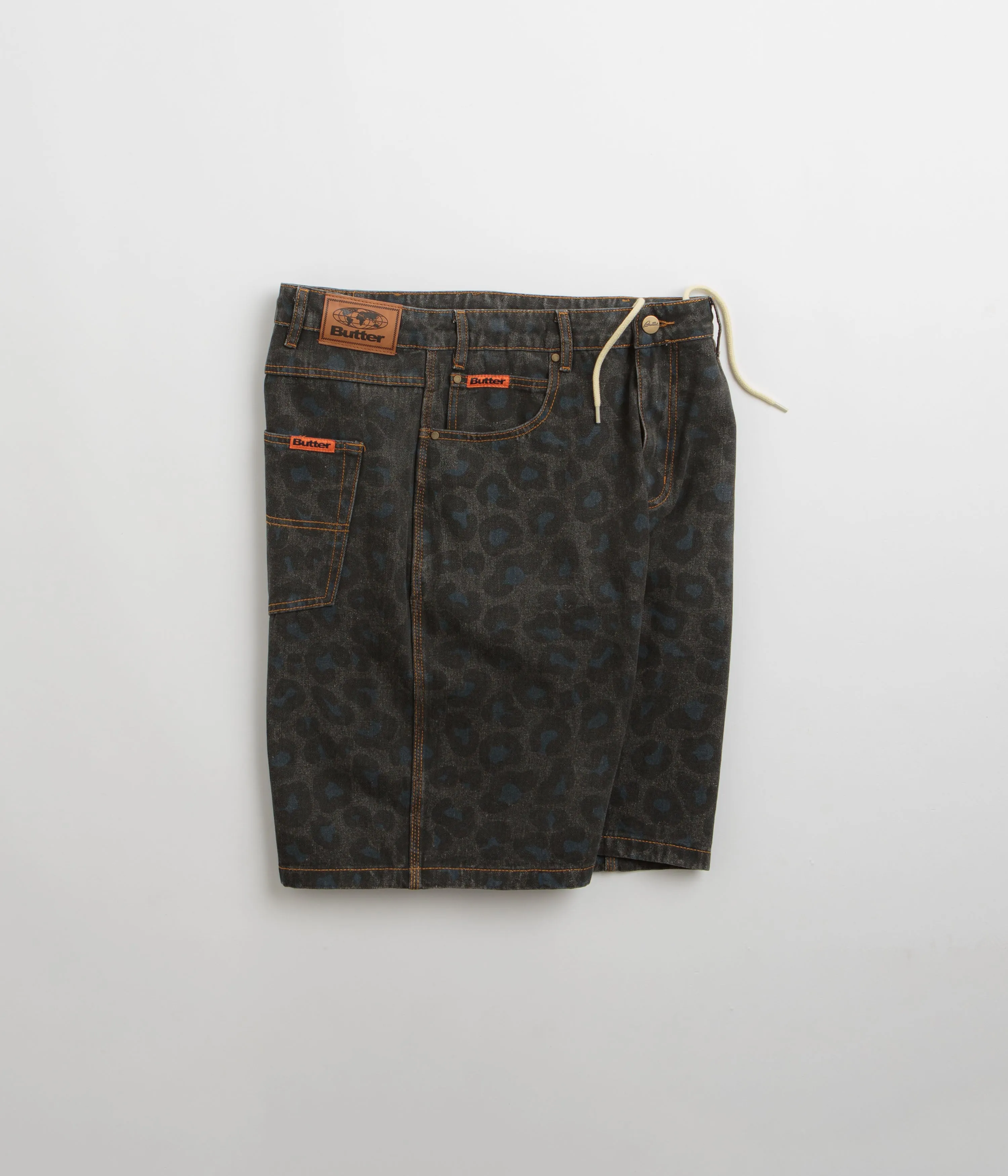 Butter Goods Leopard Denim Shorts - Black