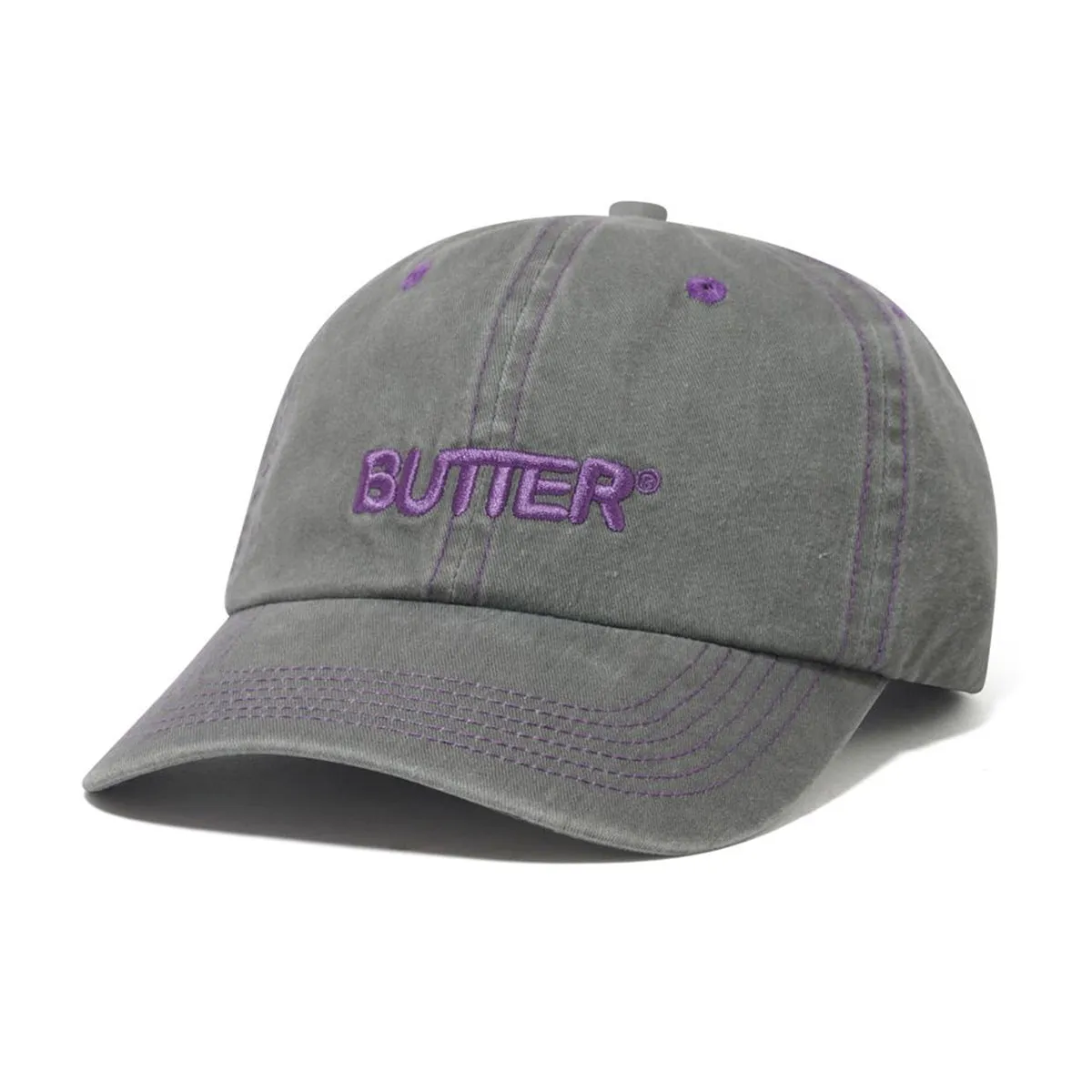 Butter Goods - Rounded Logo 6 Panel Cap Washed Grey