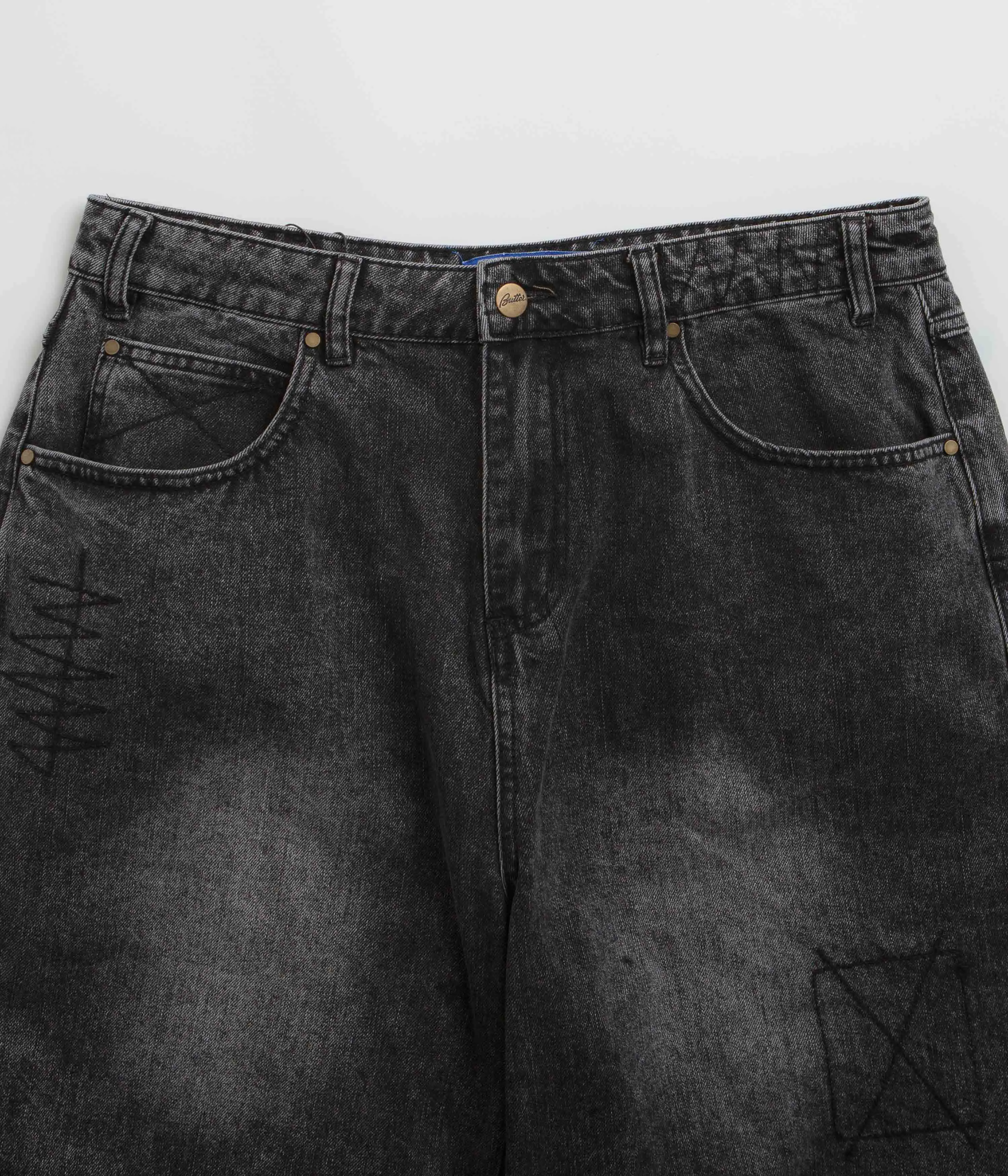 Butter Goods Stitch Denim Shorts - Distressed Grey