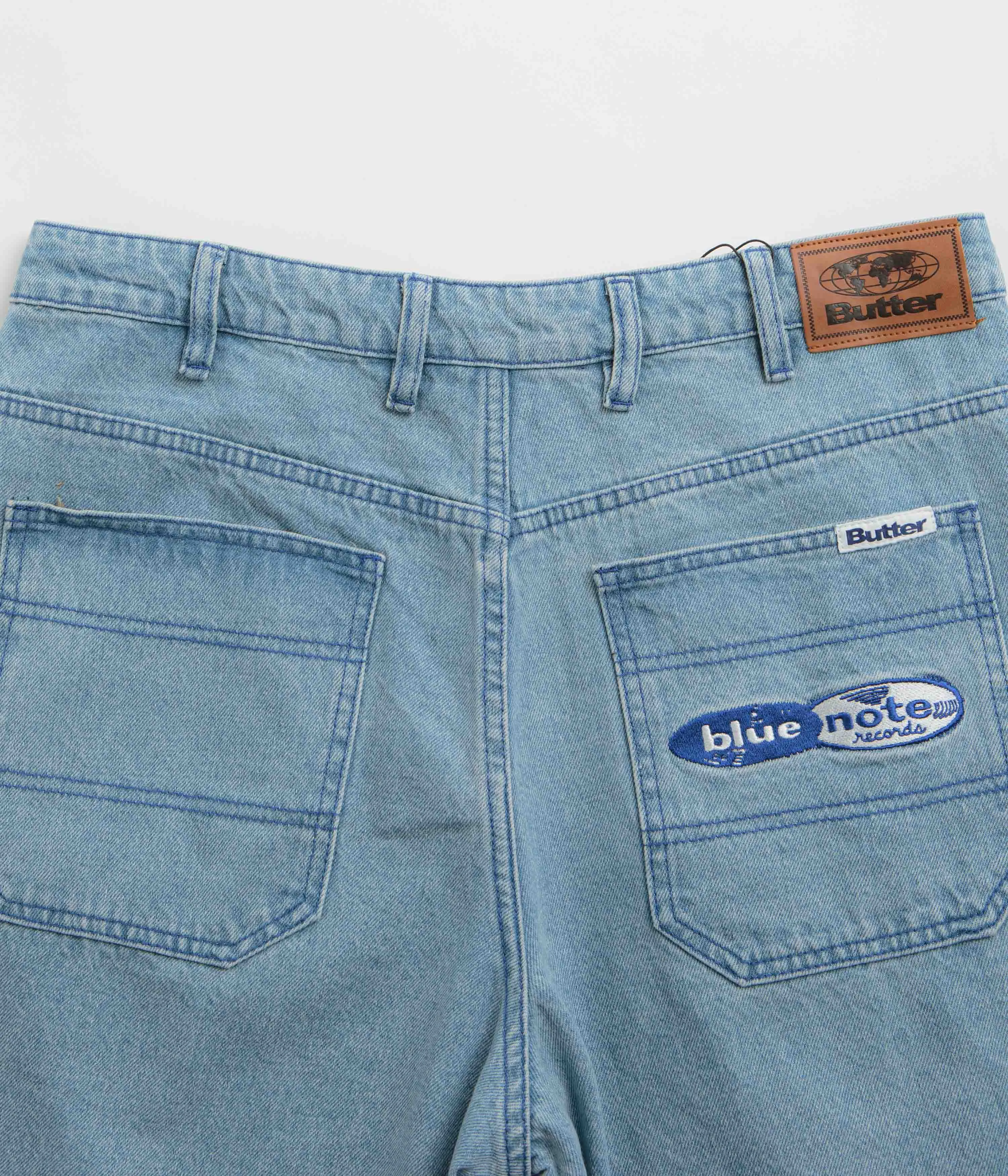 Butter Goods x Blue Note Pleated Denim Shorts - Washed Indigo