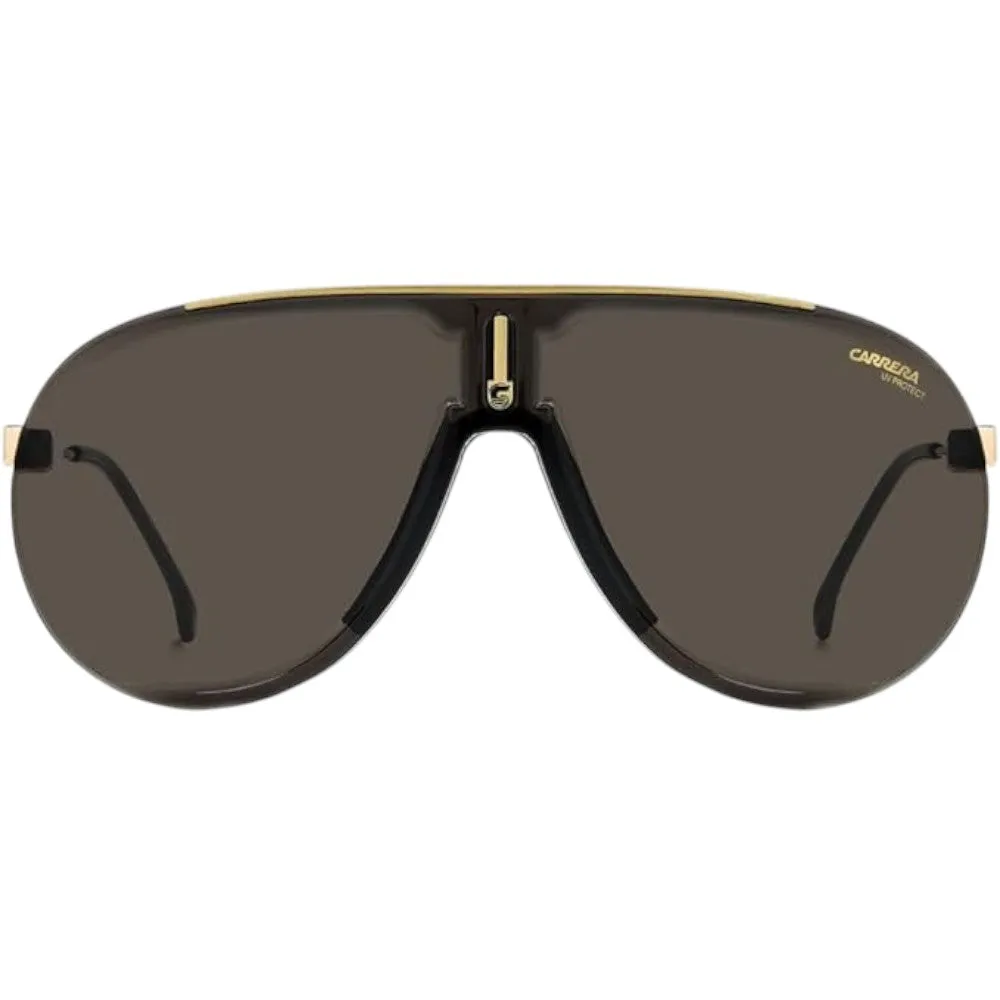 Carrera SUPERCHAMPION Unisex Black/Gold Shield Sunglasses 99-01-135
