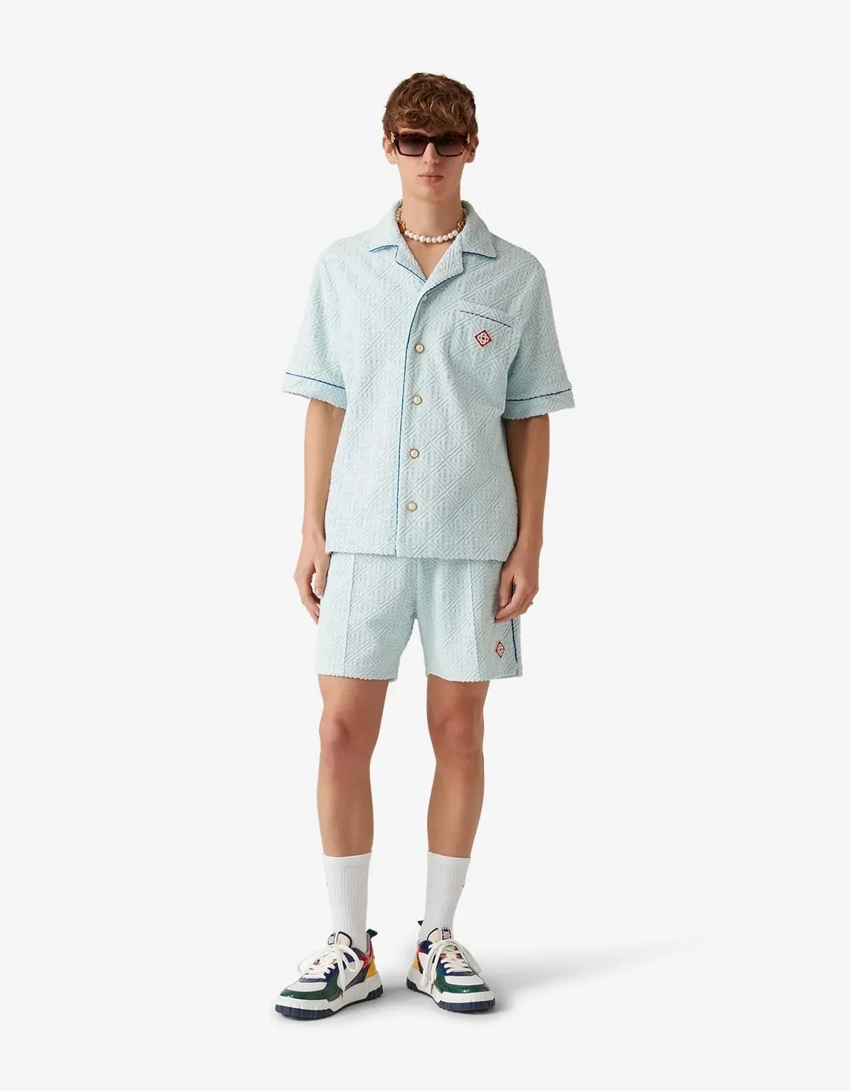 Casablanca Light Blue Monogram Towelling Shorts