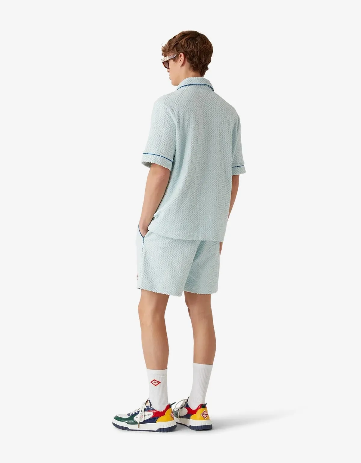 Casablanca Light Blue Monogram Towelling Shorts