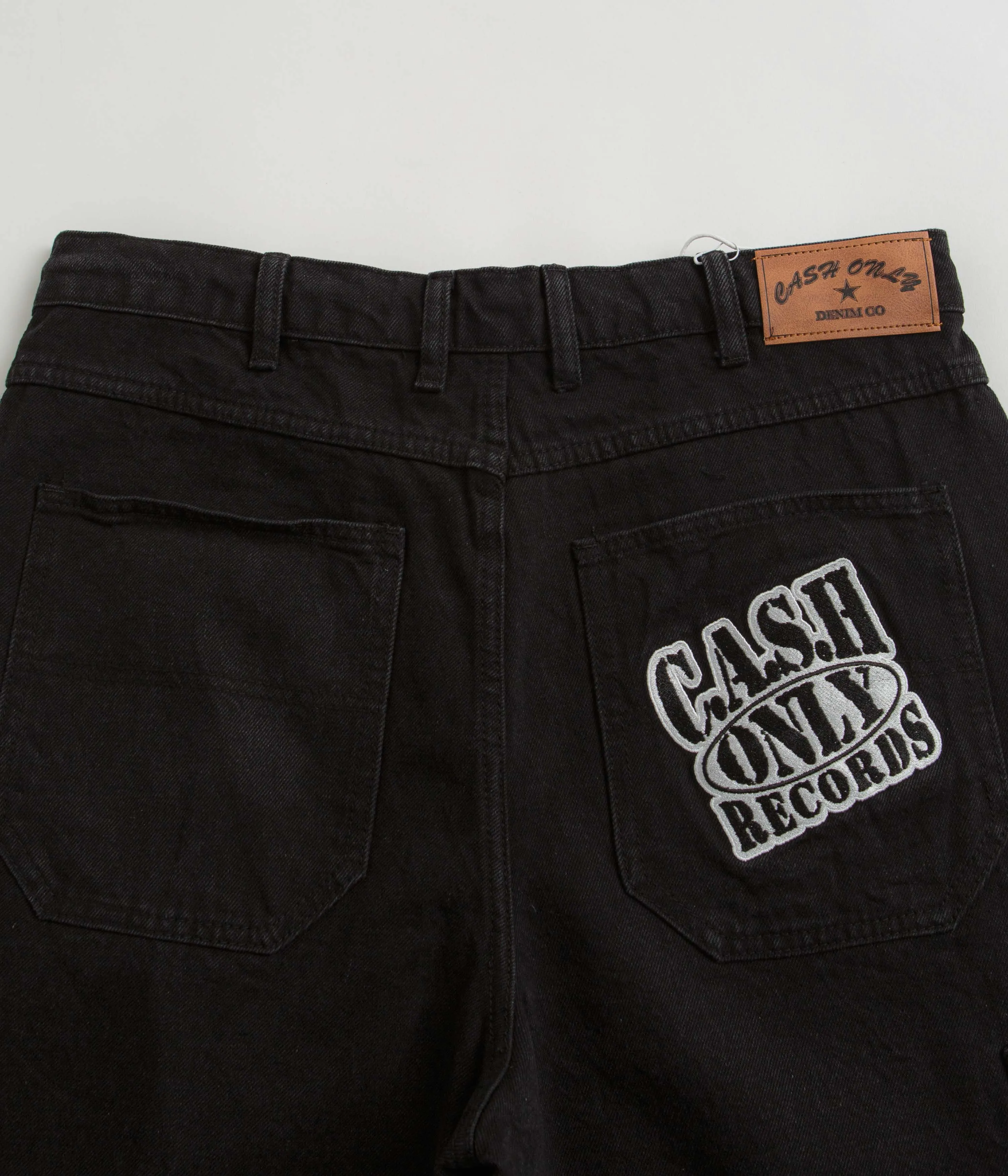 Cash Only Records Denim Shorts - Black