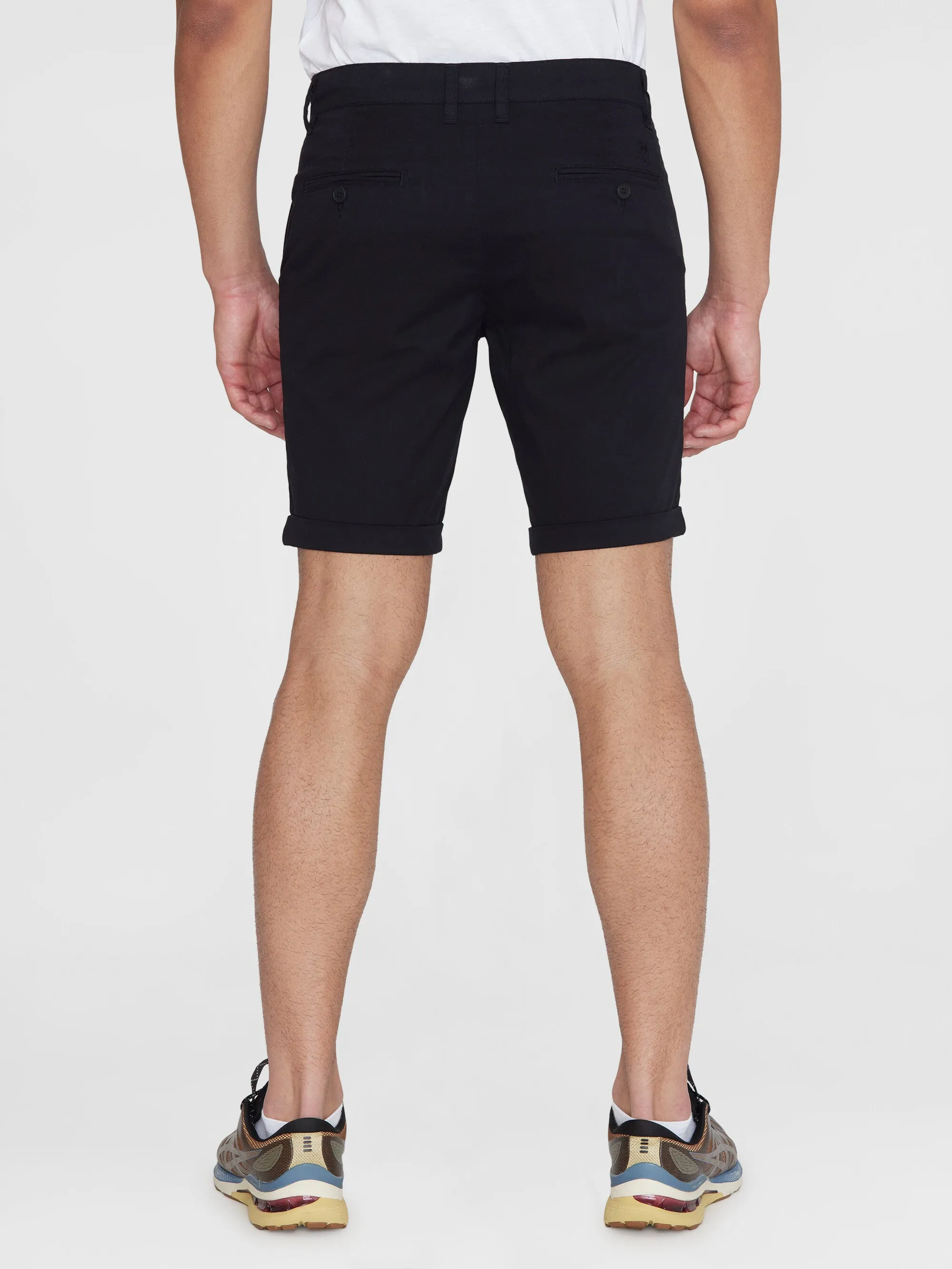 CHUCK regular chino poplin shorts - Black Jet Knowledge Cotton
