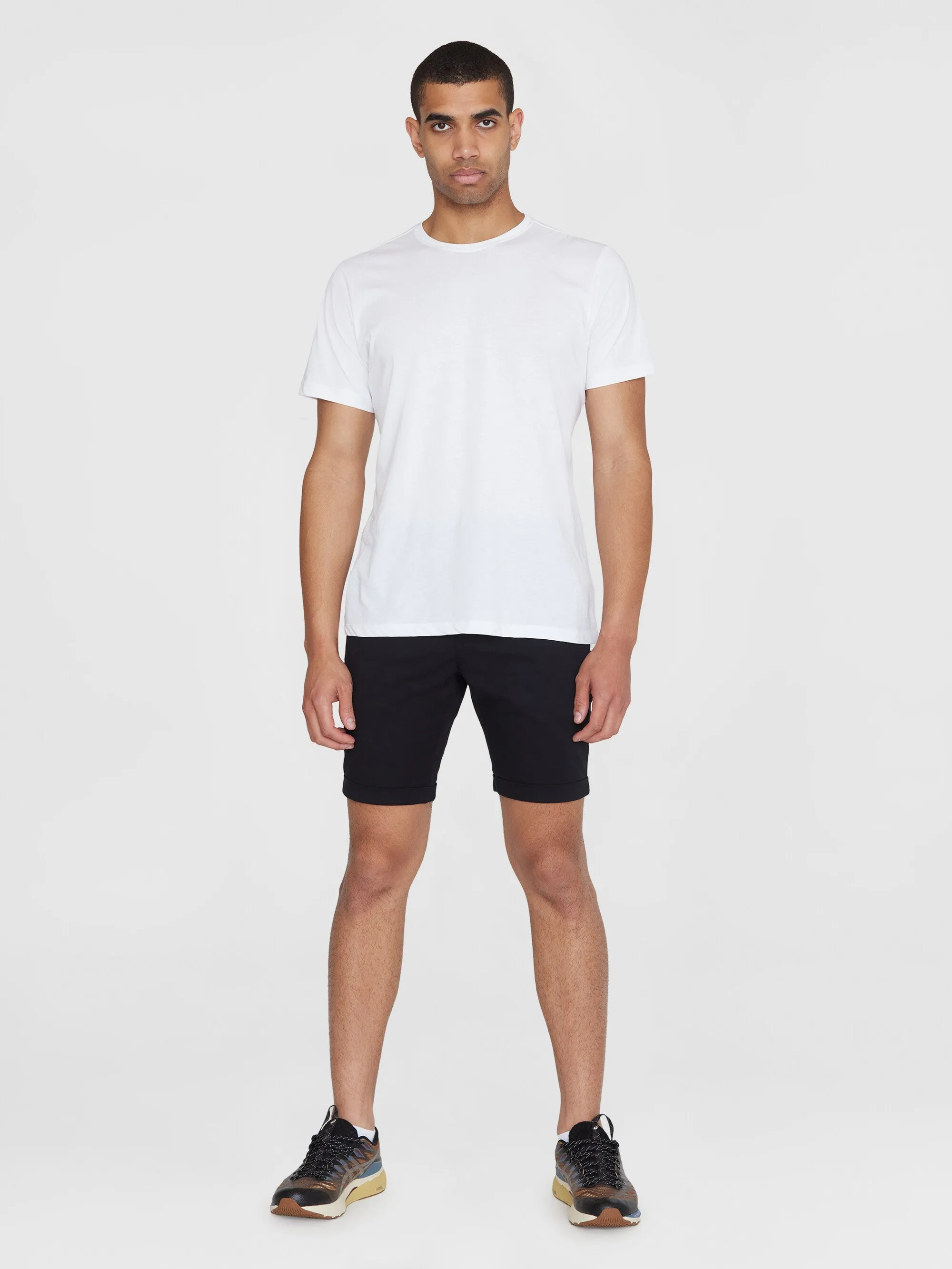 CHUCK regular chino poplin shorts - Black Jet Knowledge Cotton