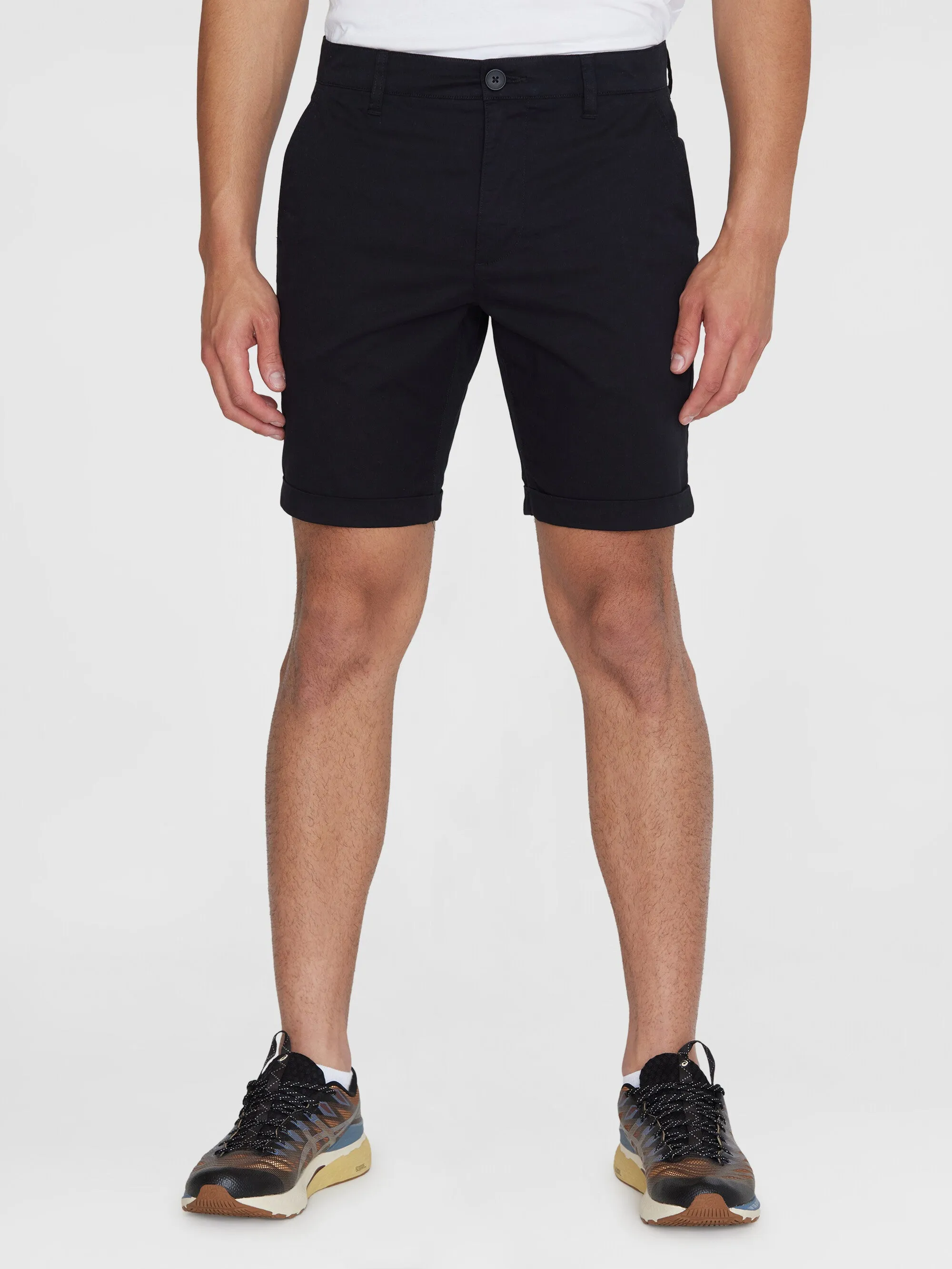 CHUCK regular chino poplin shorts - Black Jet Knowledge Cotton