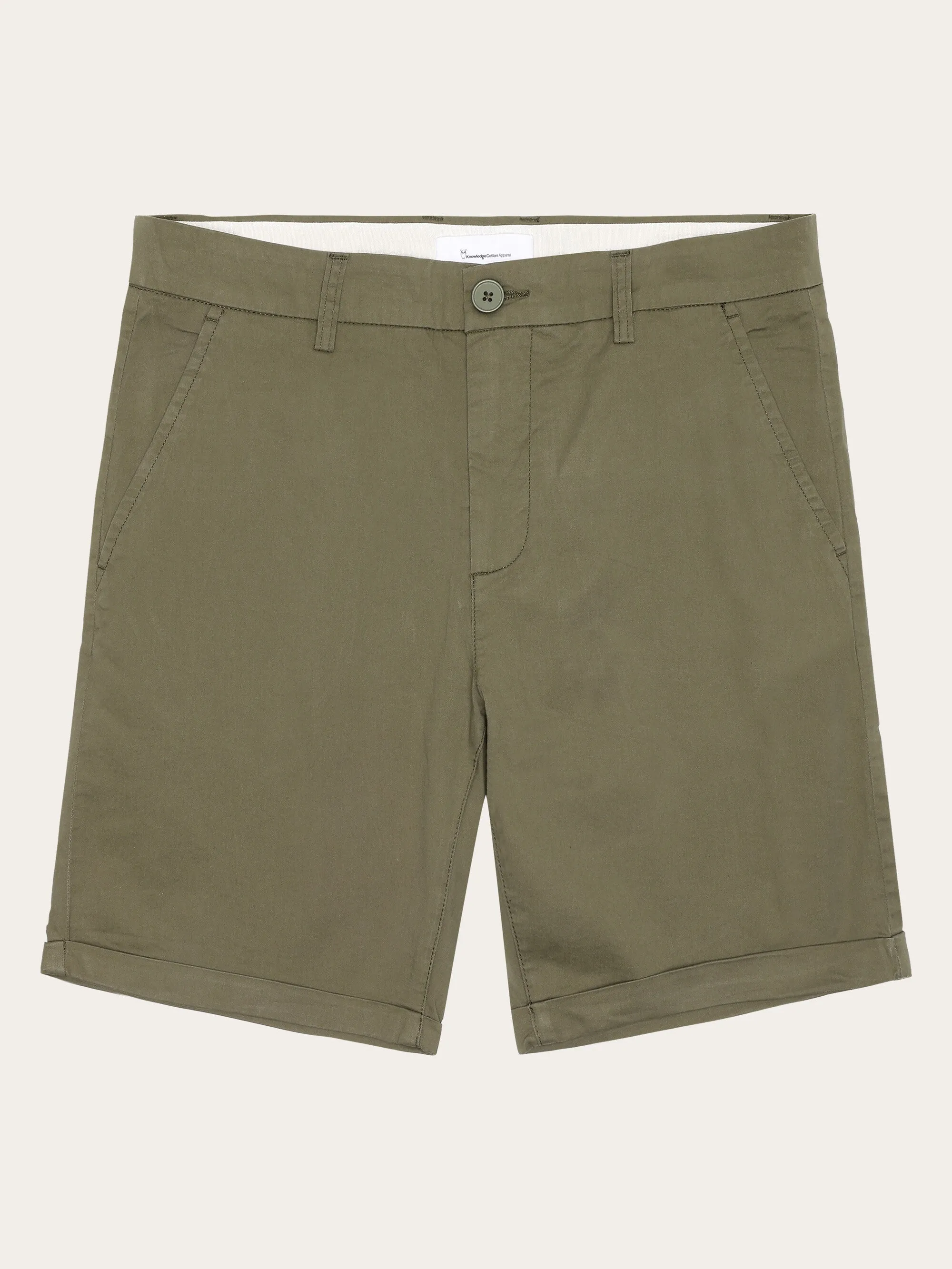 CHUCK regular chino poplin shorts - Burned Olive Knowledge Cotton