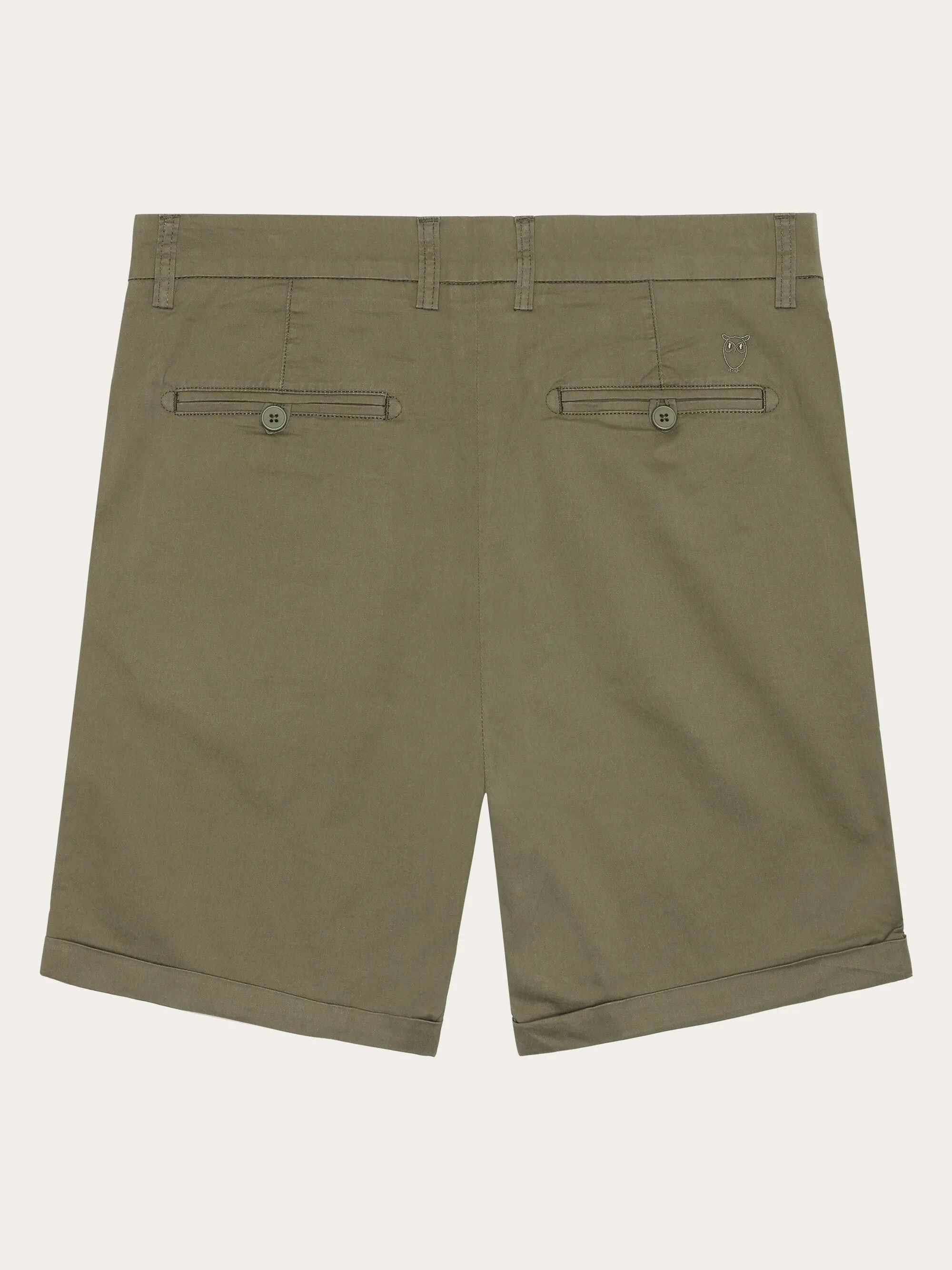 CHUCK regular chino poplin shorts - Burned Olive Knowledge Cotton