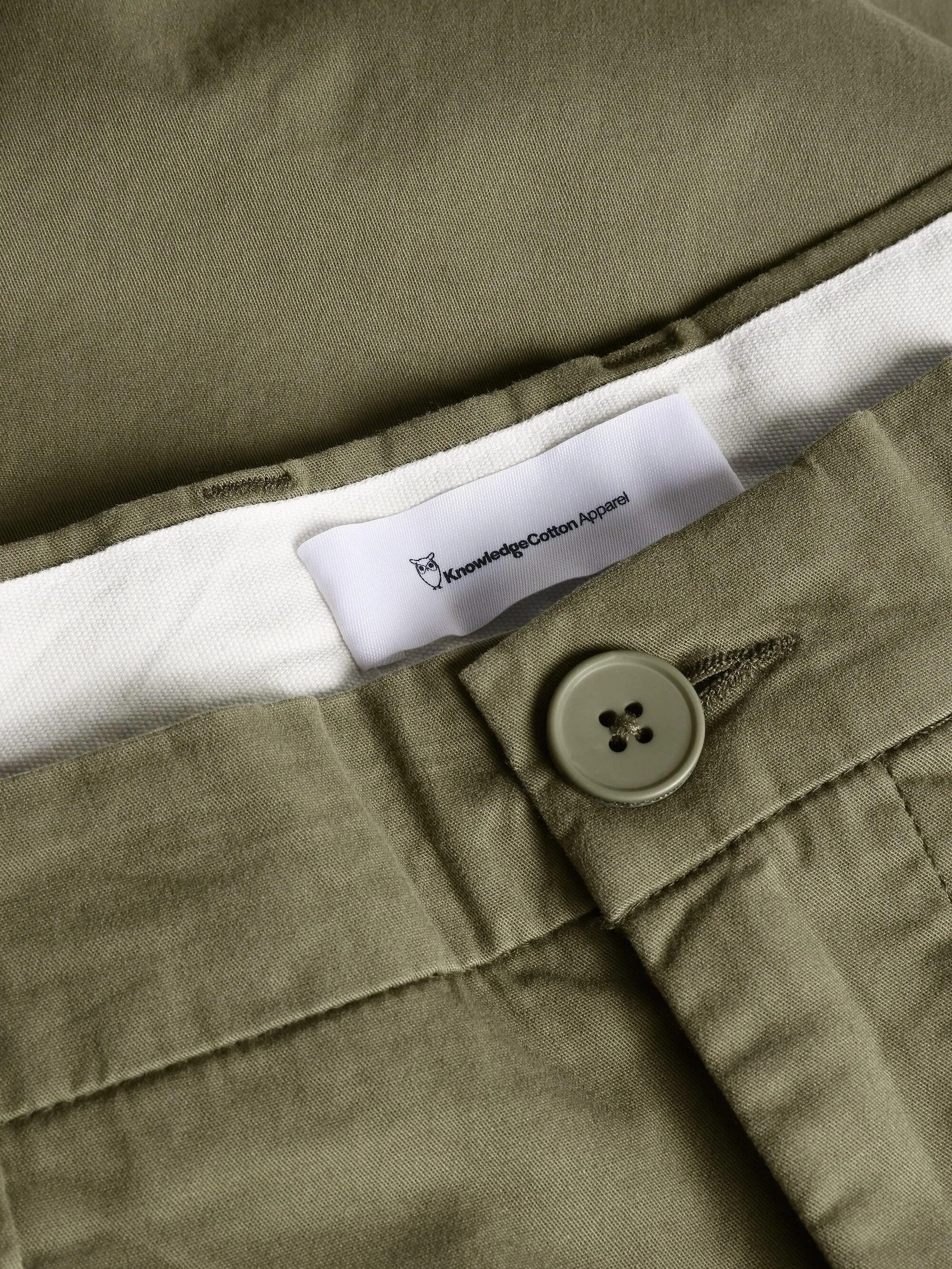 CHUCK regular chino poplin shorts - Burned Olive Knowledge Cotton