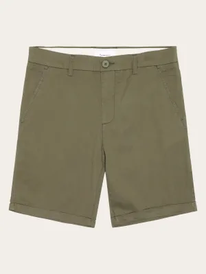 CHUCK regular chino poplin shorts - Burned Olive Knowledge Cotton