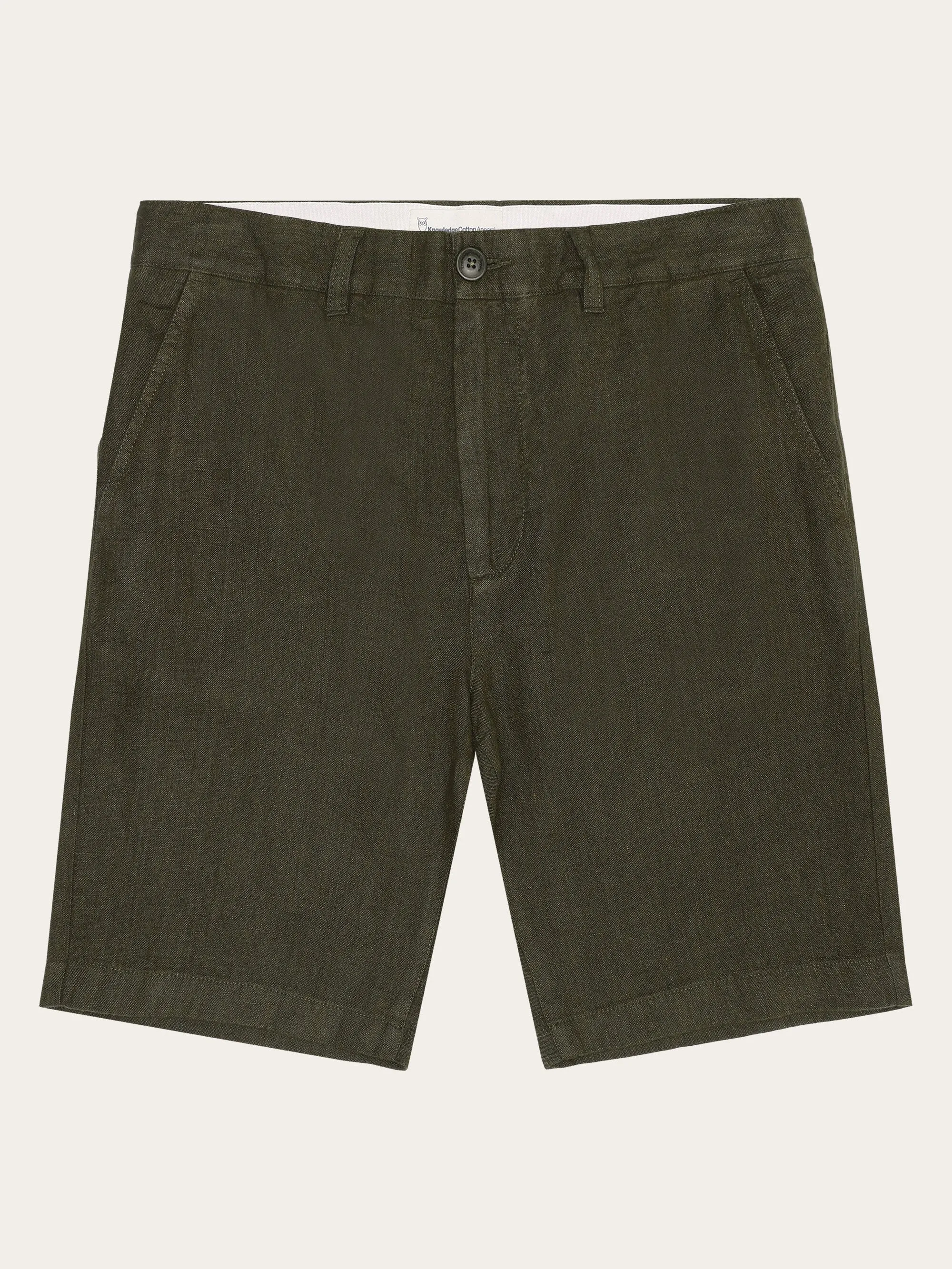 CHUCK regular linen shorts - GOTS/Vegan - Burned Olive Knowledge Cotton