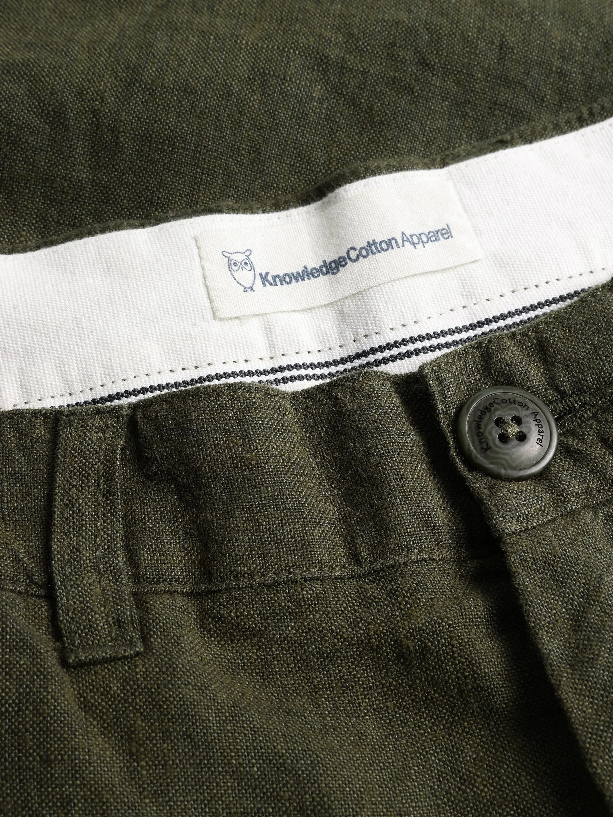 CHUCK regular linen shorts - GOTS/Vegan - Burned Olive Knowledge Cotton