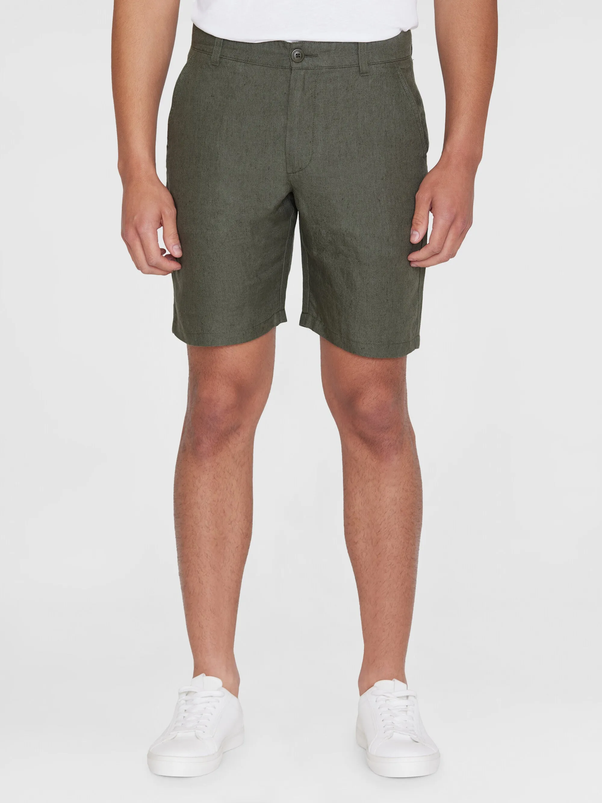 CHUCK regular linen shorts - GOTS/Vegan - Burned Olive Knowledge Cotton