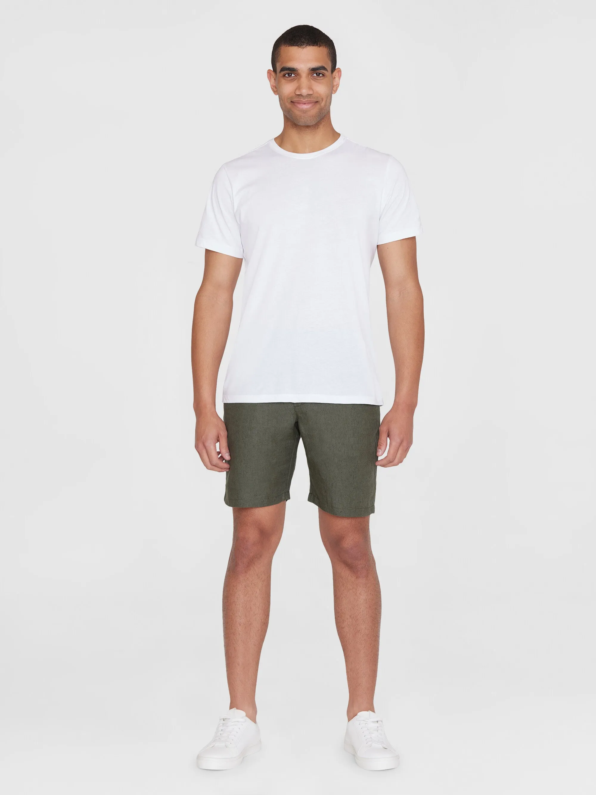 CHUCK regular linen shorts - GOTS/Vegan - Burned Olive Knowledge Cotton