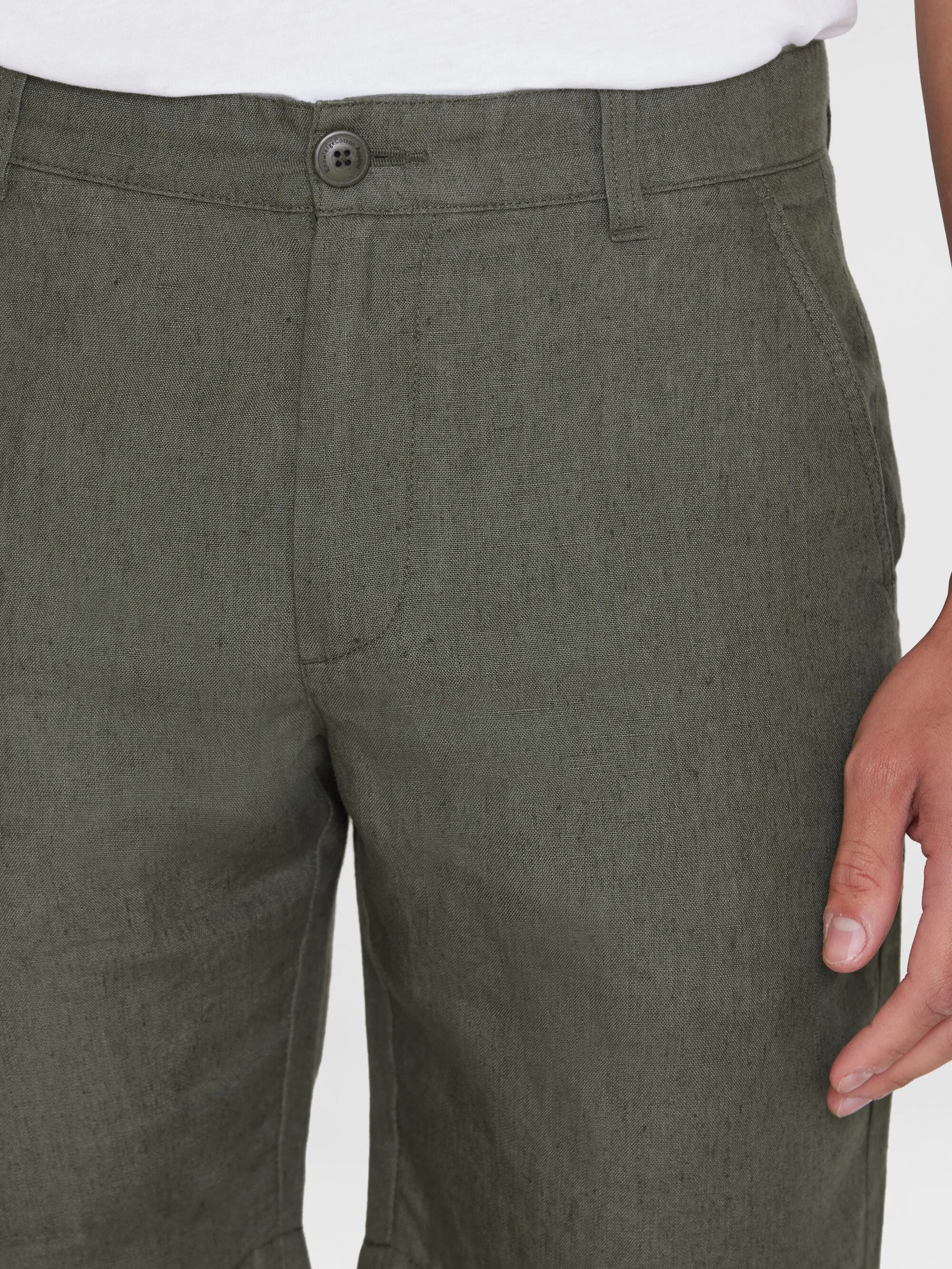 CHUCK regular linen shorts - GOTS/Vegan - Burned Olive Knowledge Cotton