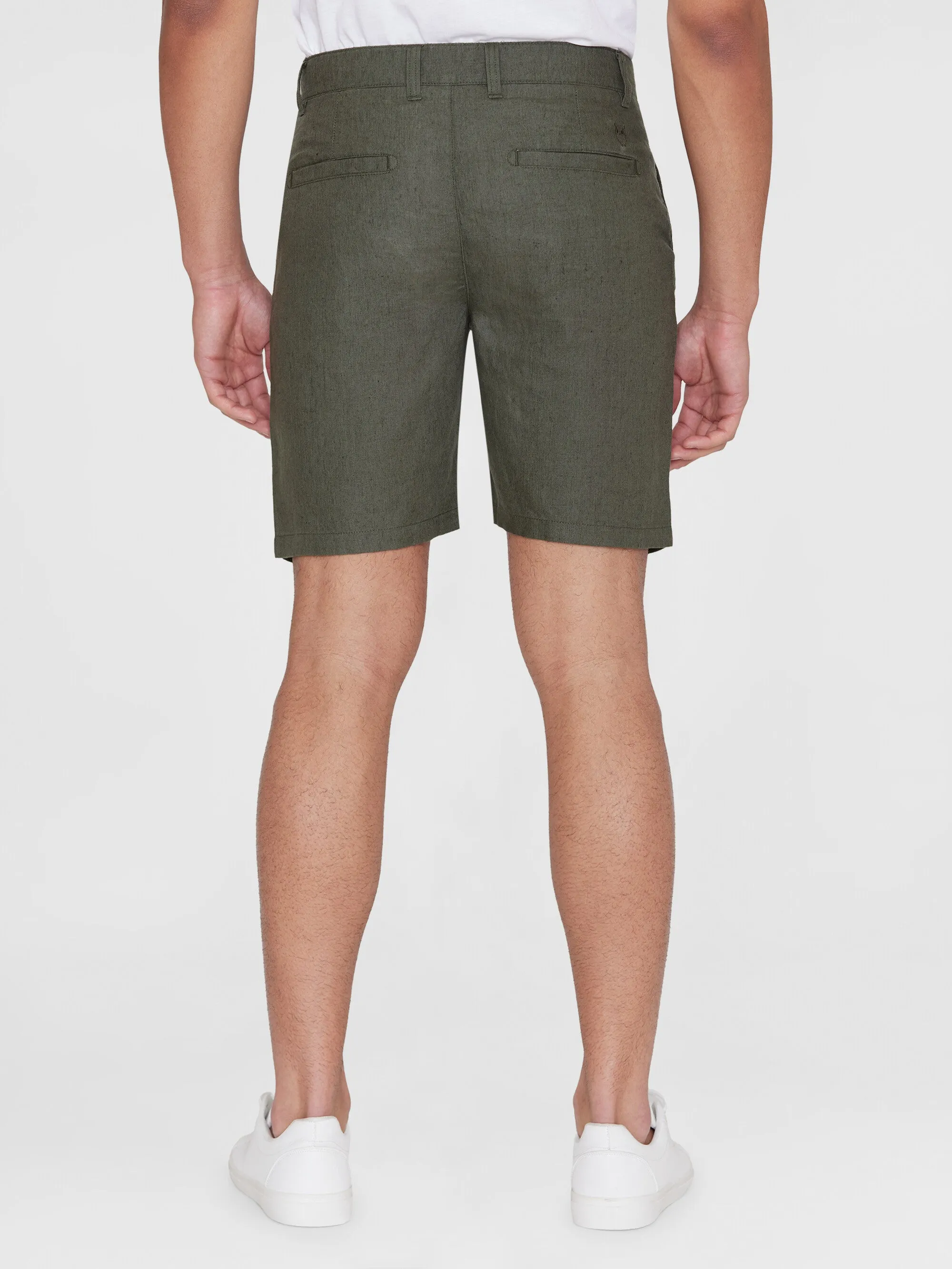 CHUCK regular linen shorts - GOTS/Vegan - Burned Olive Knowledge Cotton