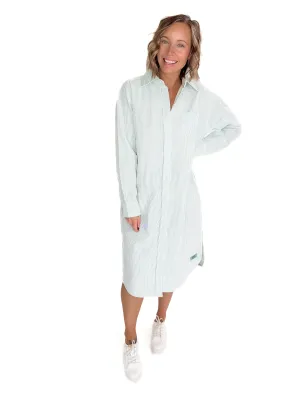 Corsica Button Down Seer Sucker Dress- MINT