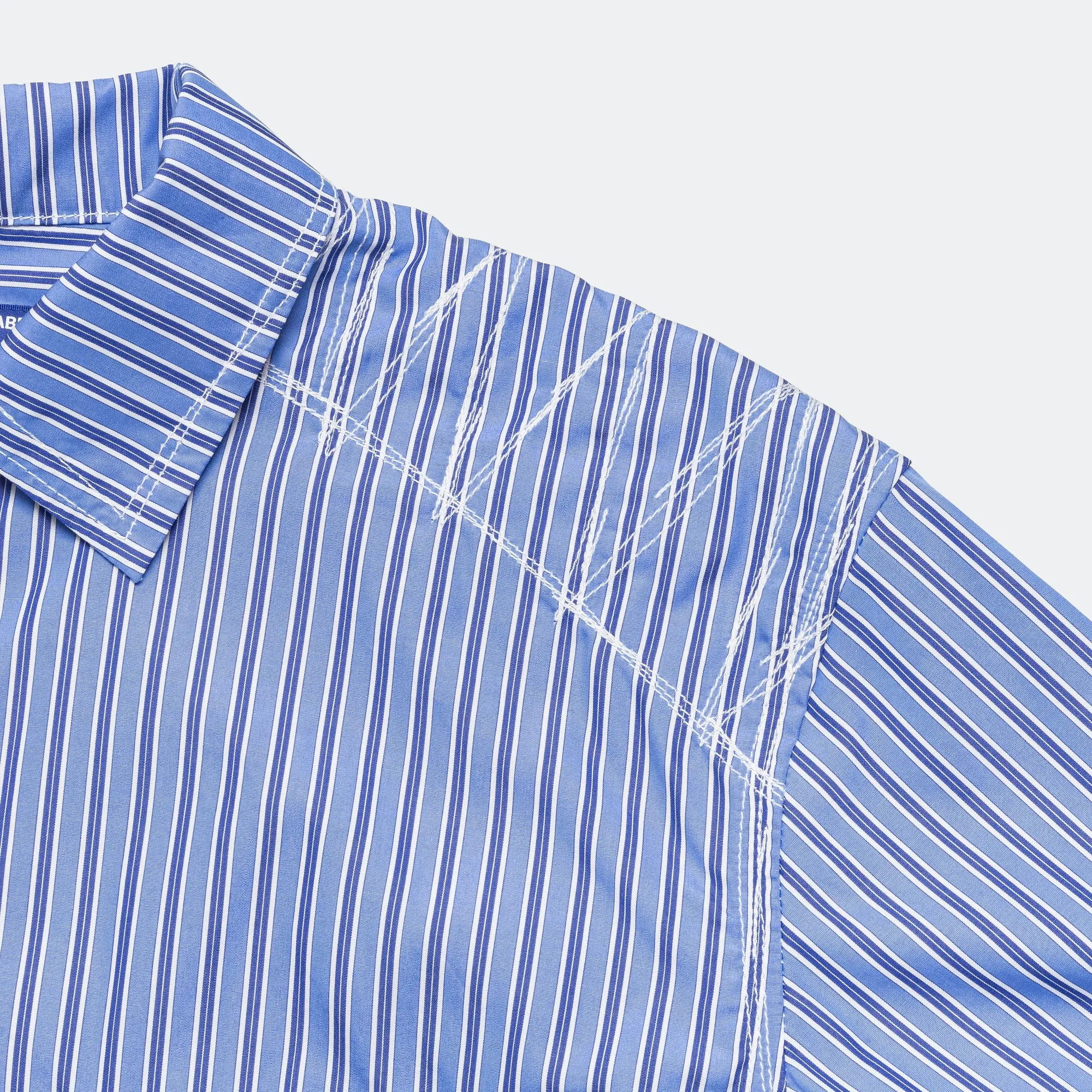 Cotton Stripe Panelled Shirt - Blue/Sax-White