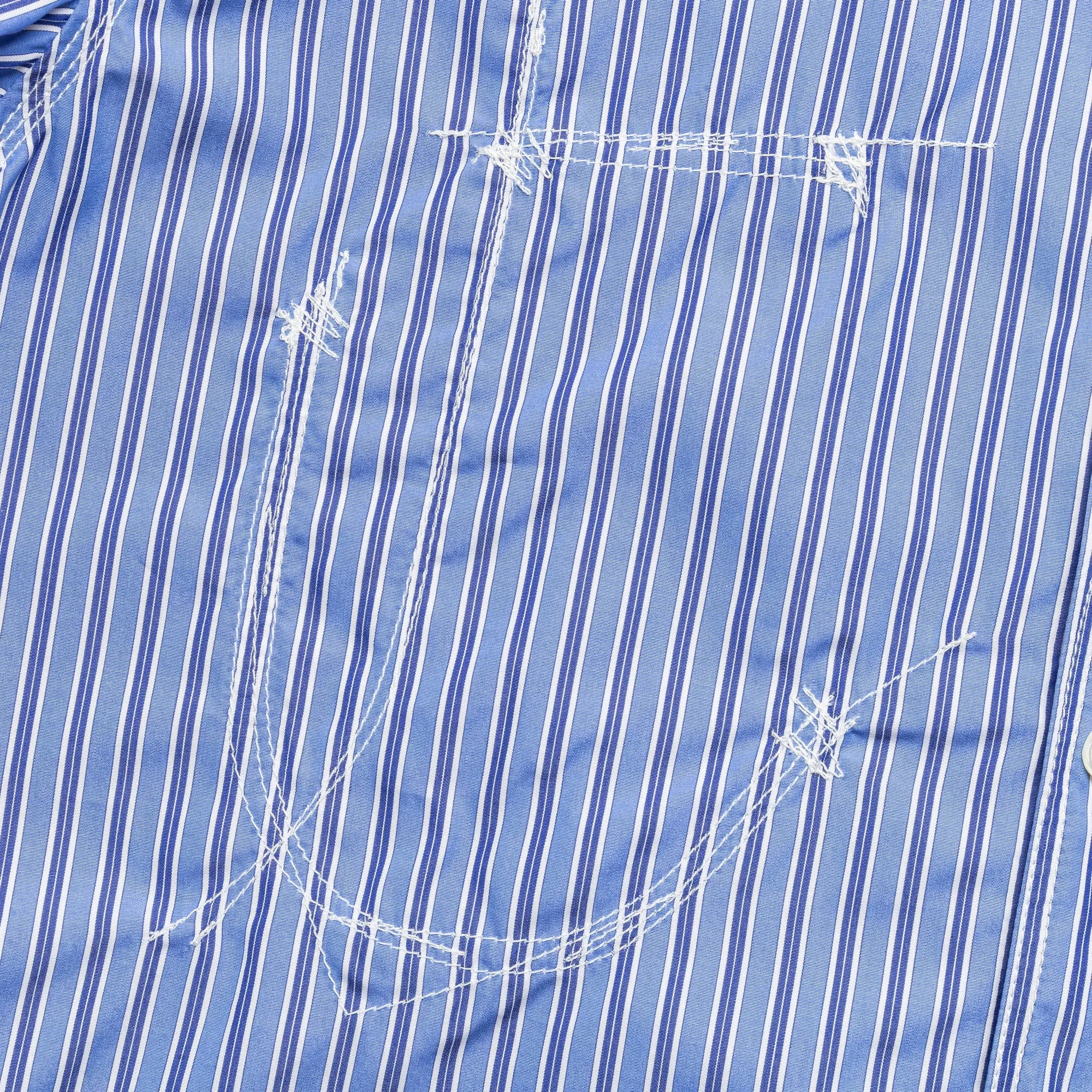 Cotton Stripe Panelled Shirt - Blue/Sax-White
